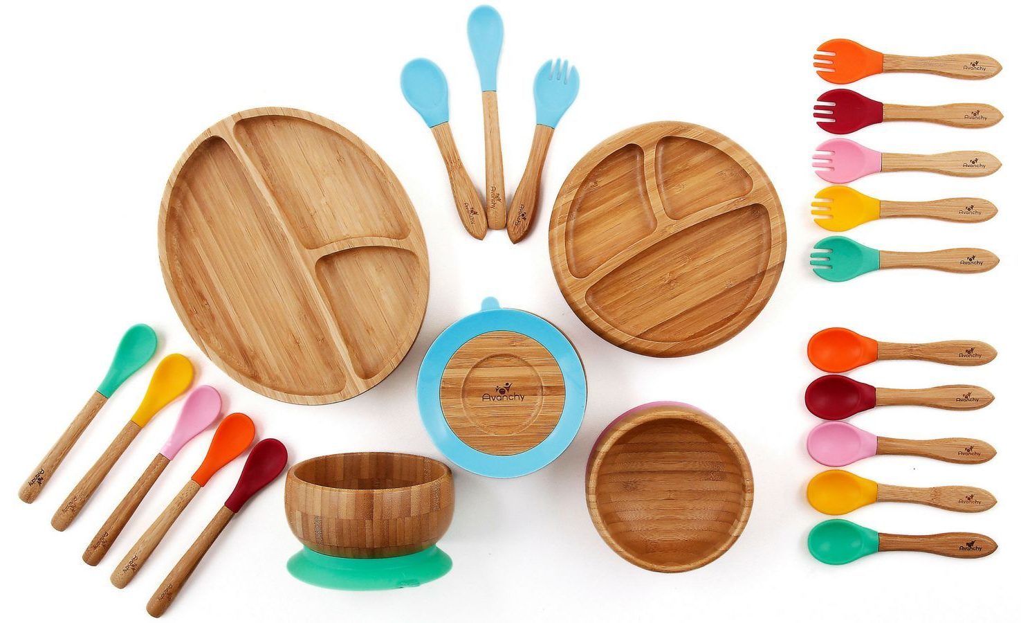 Avanchy Bamboo and Silicone Dinnerware