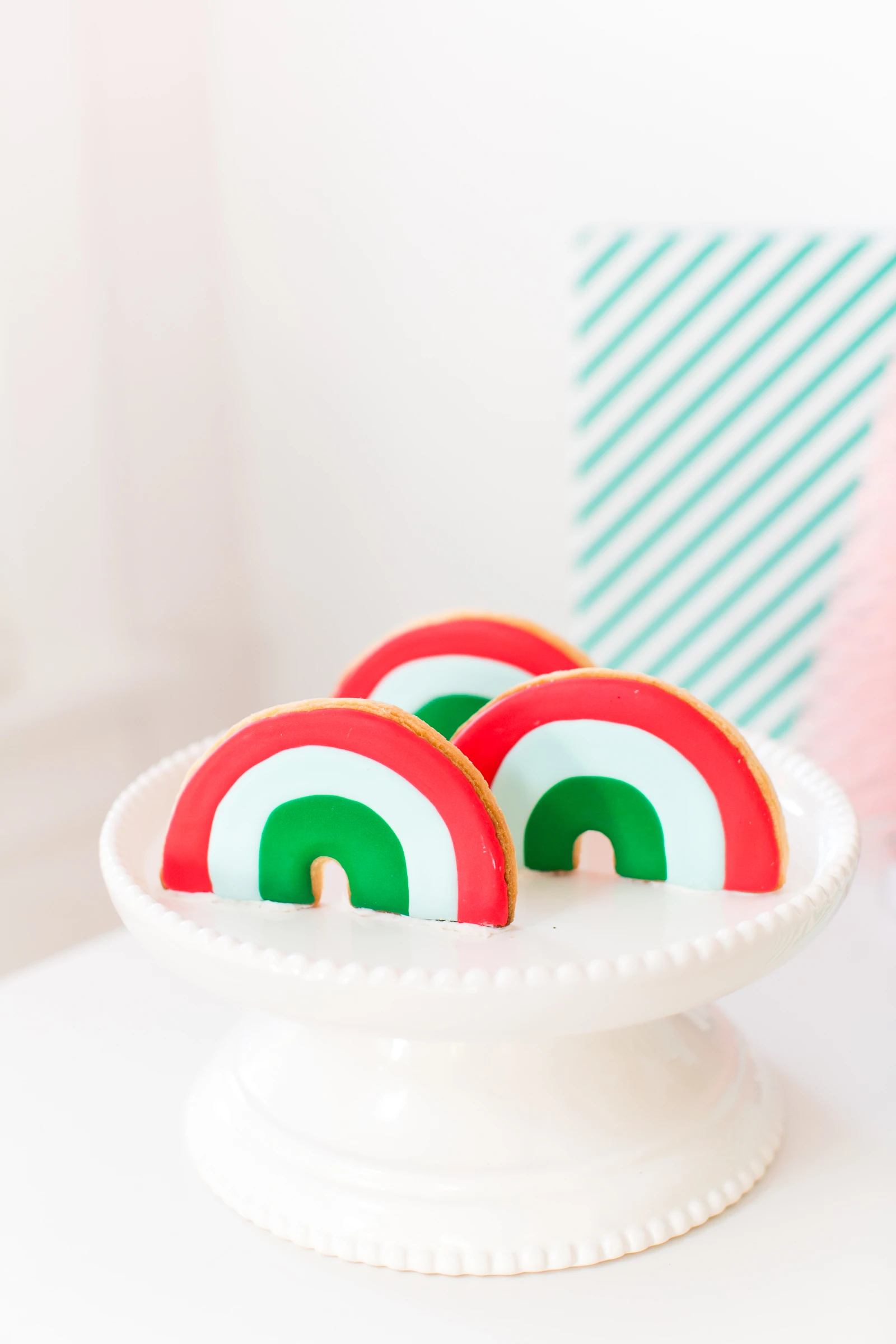 Red and Green Christmas Rainbow Sugar Cookies