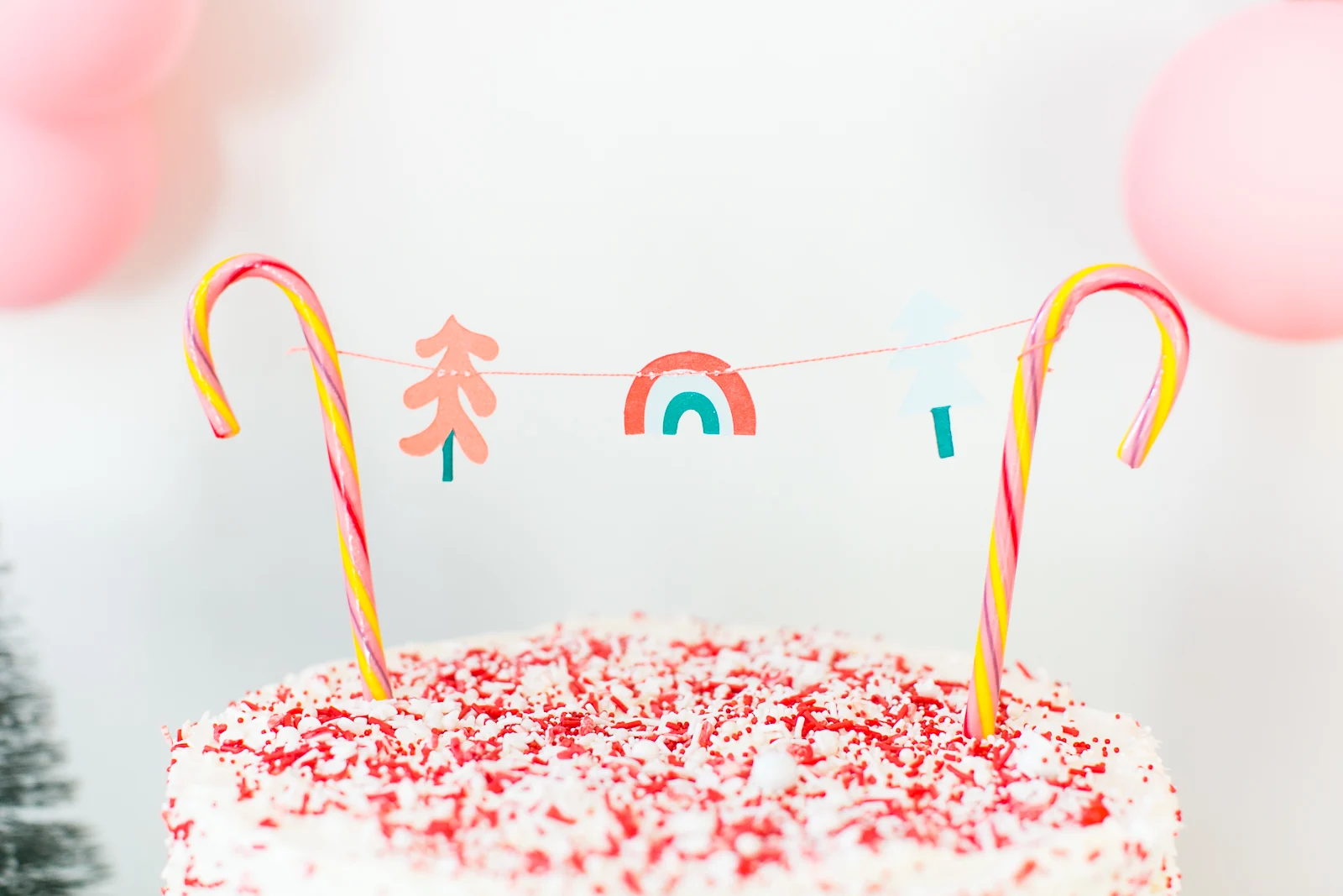 Christmas Rainbow Cake Topper with Candy Canes