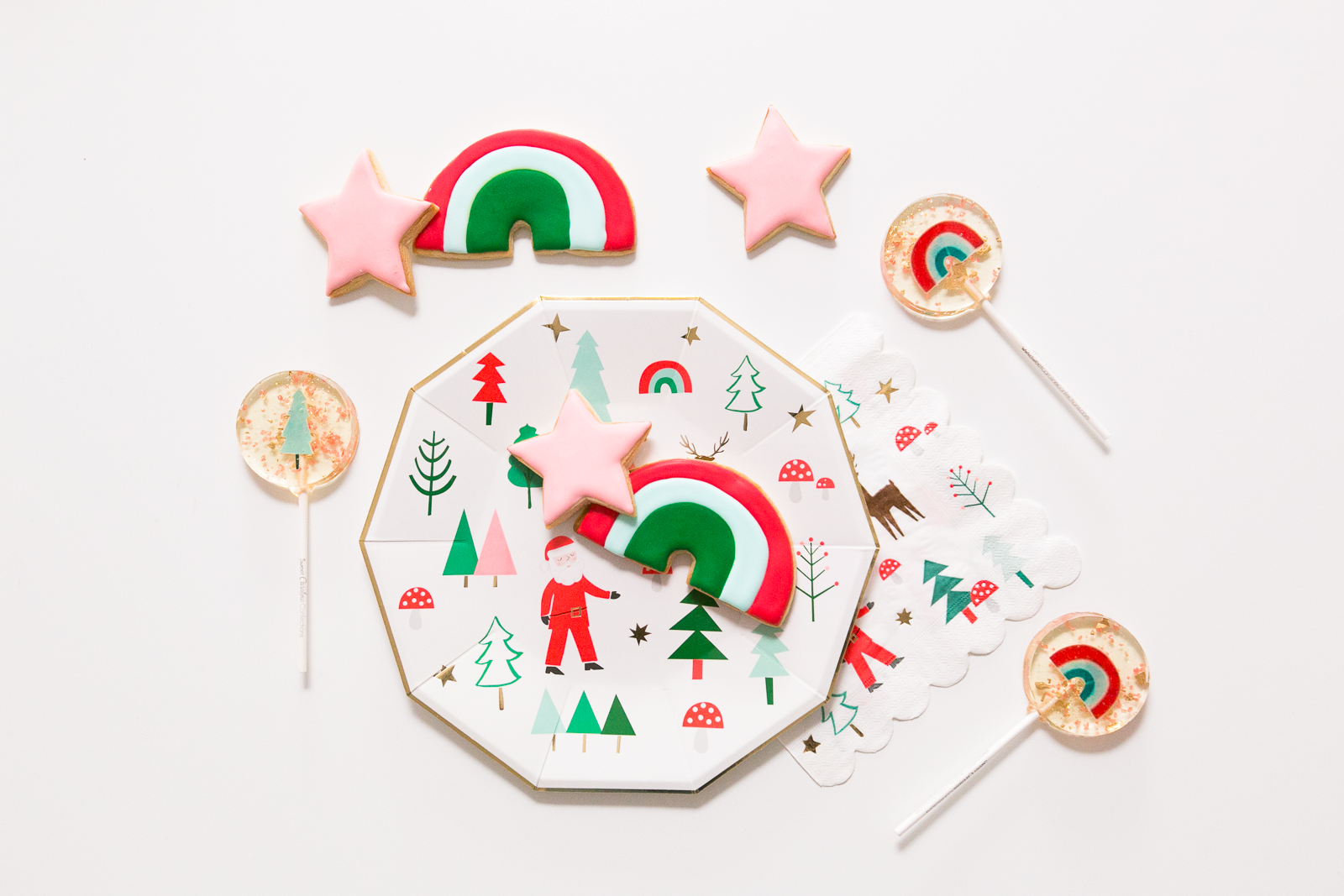 Christmas Rainbow Lollipops and Plates