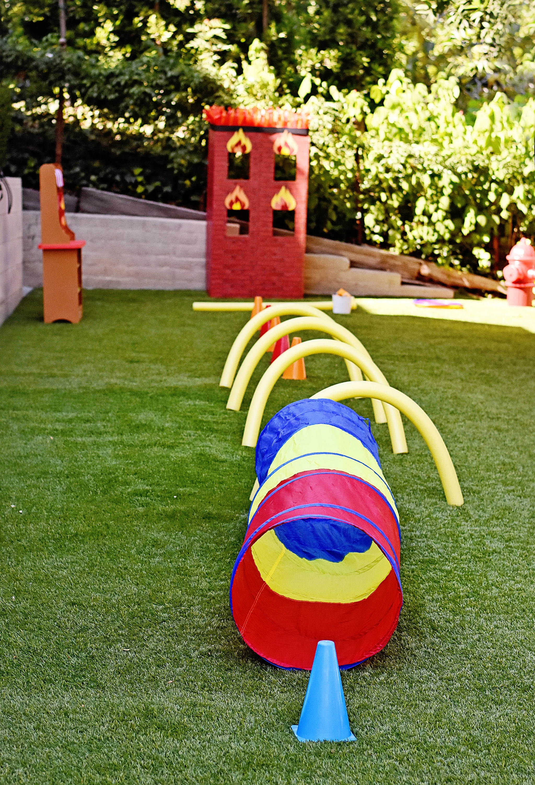 Set up a firefighter obstacle training course in your back yard!