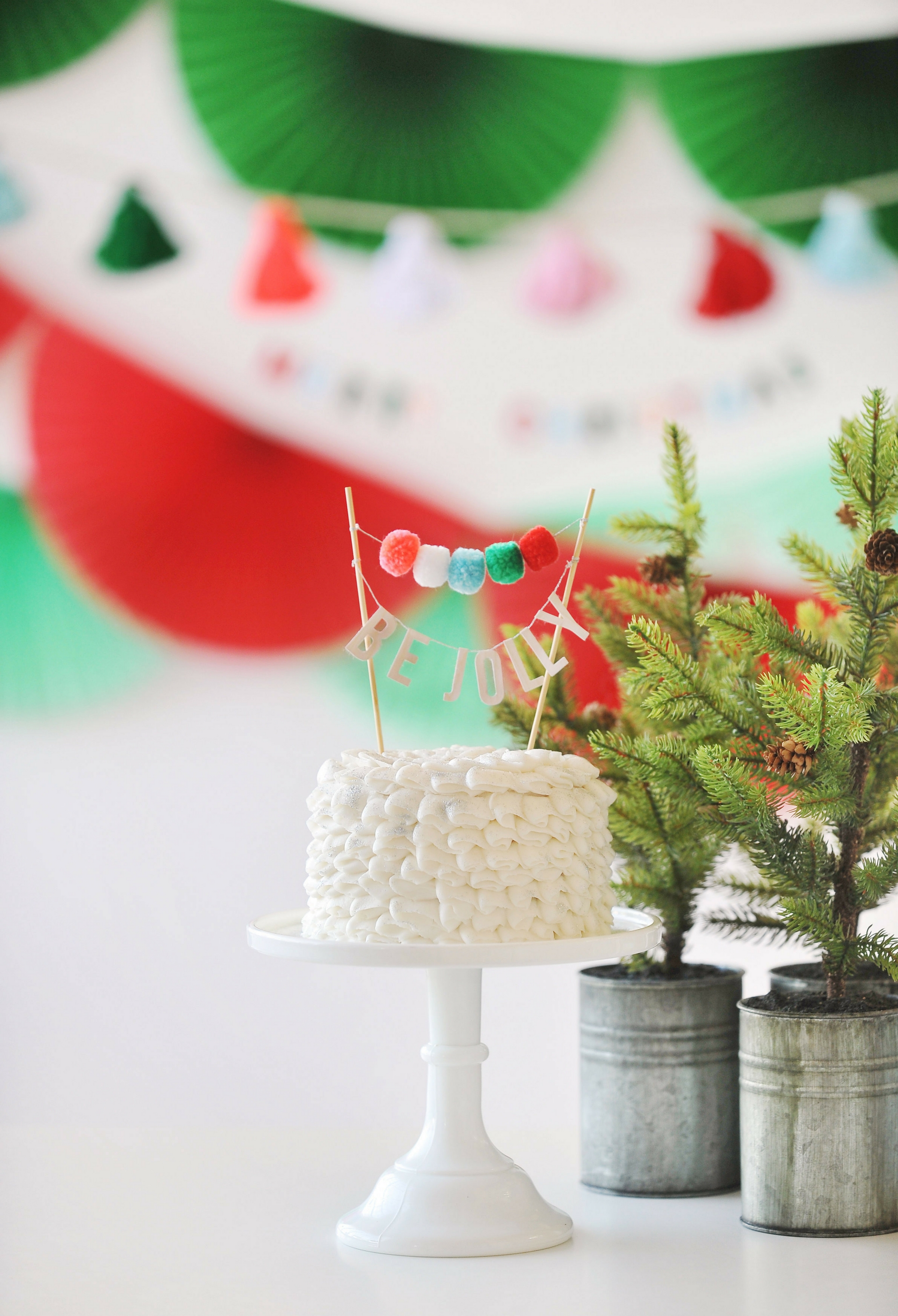 Be Jolly Cake with Pom Pom Banner