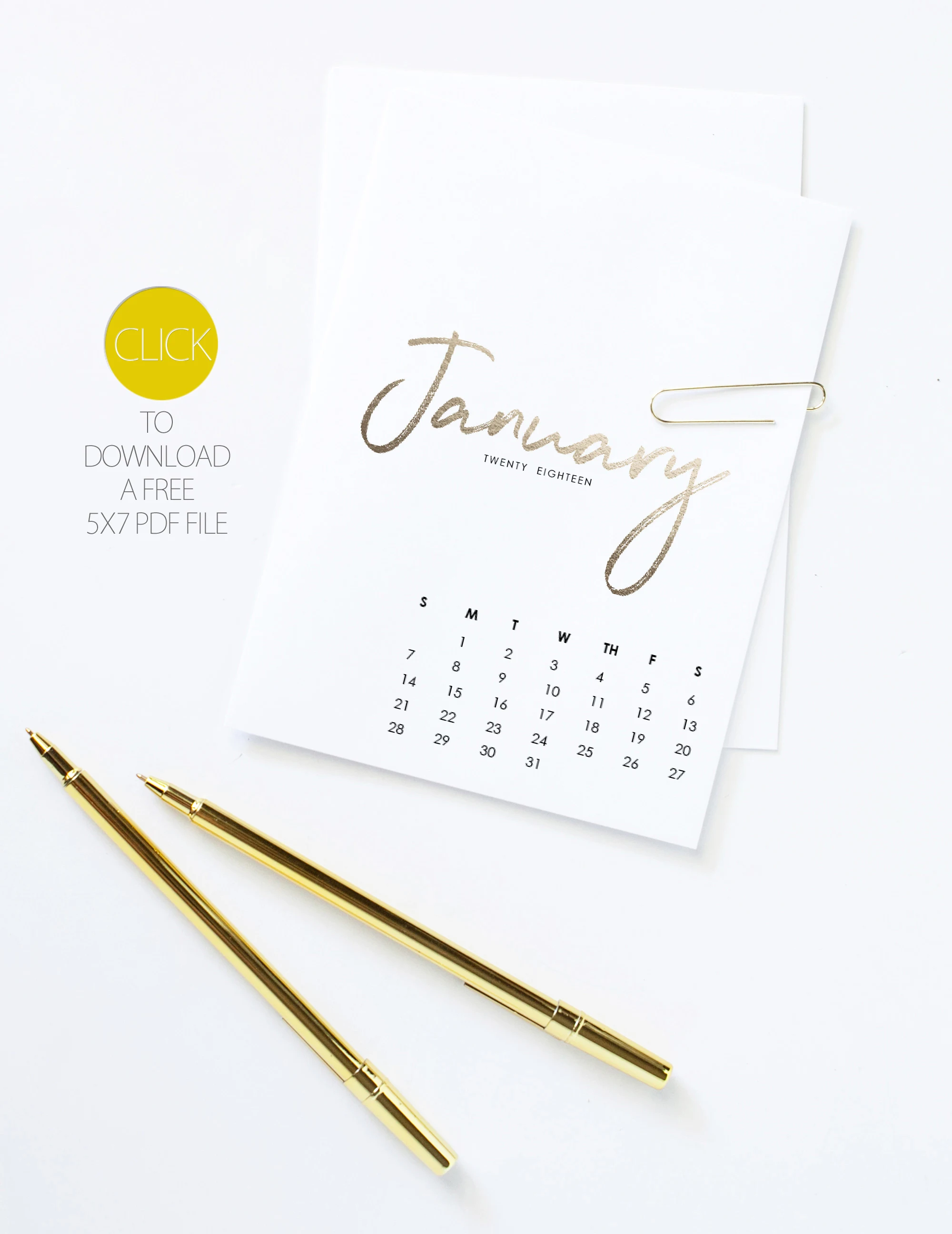 Free Printable 2018 Calendar