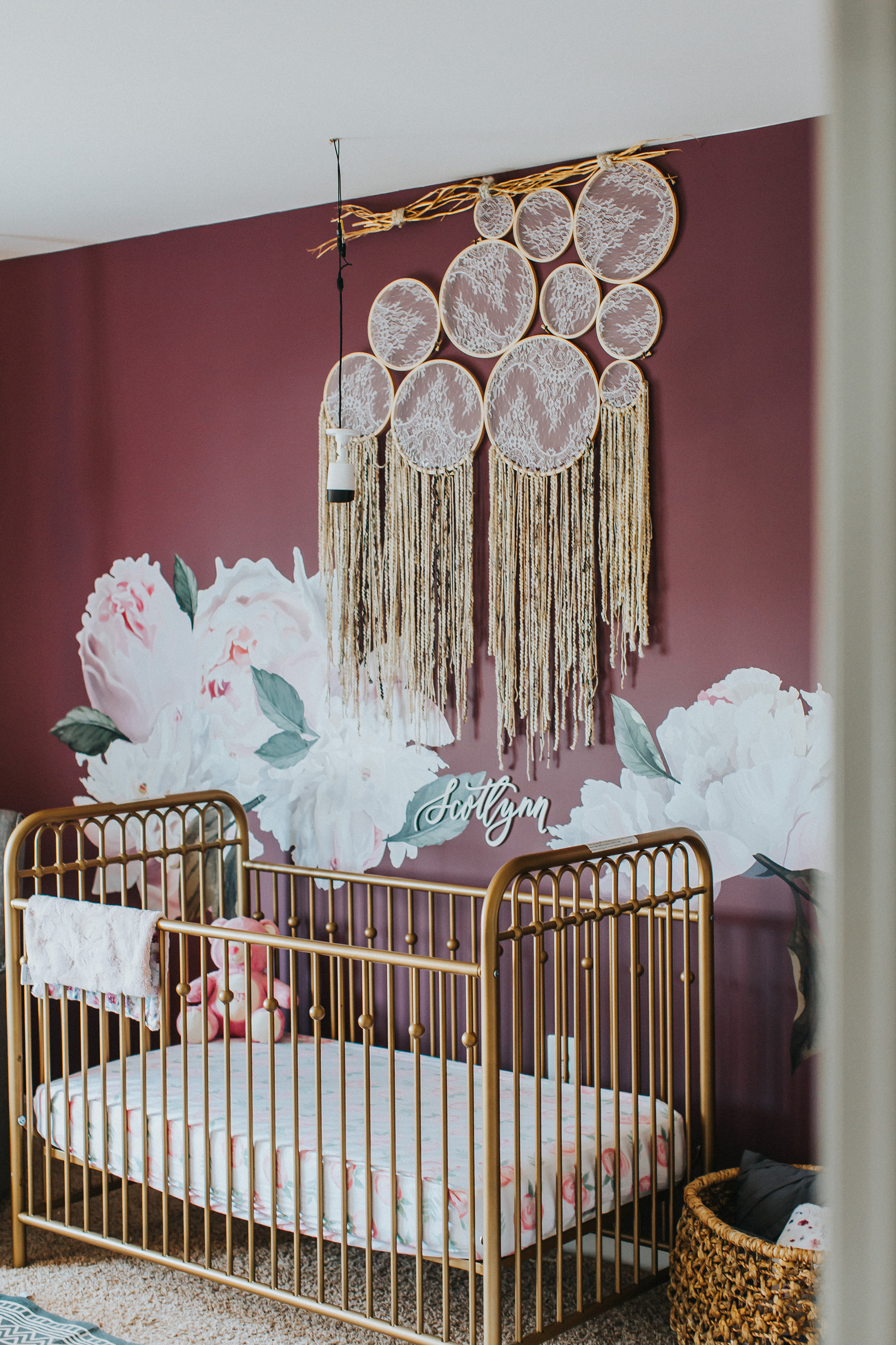 DIY Macrame Wall Hanging in Boho Girl's Nursery