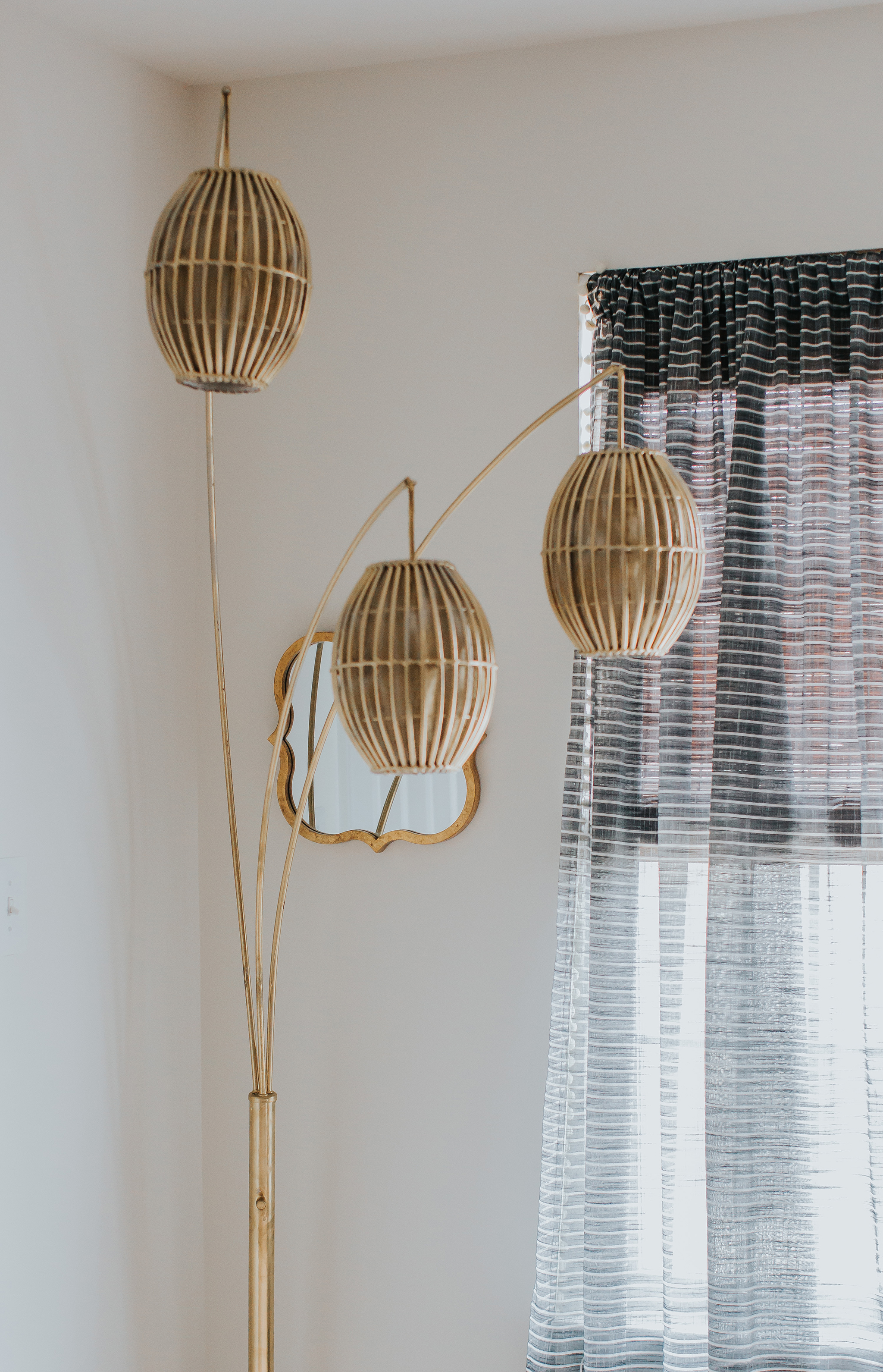 Gold Tiki Inspired Floor Lamp in Boho Nursery