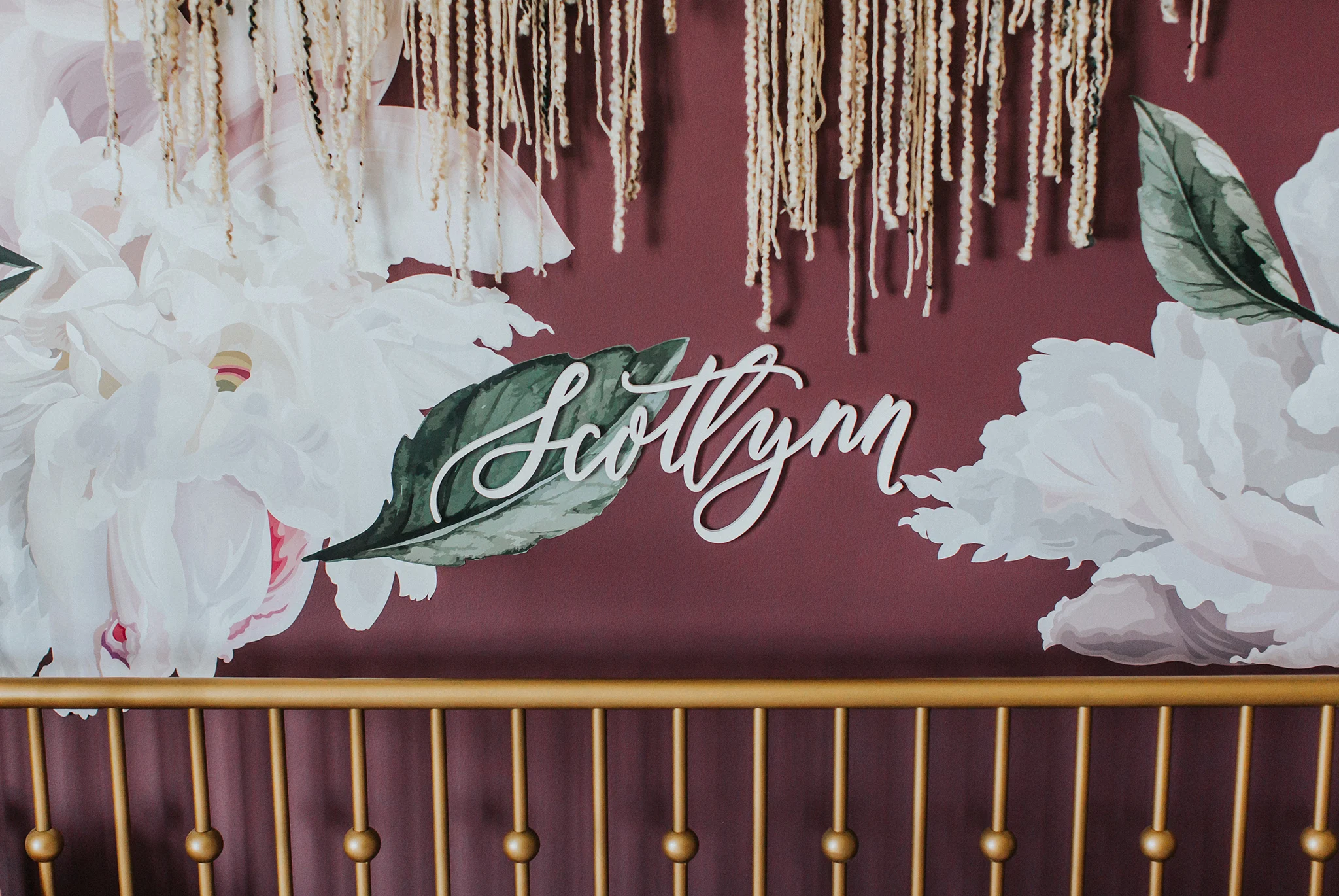 Custom Wood Name Art in Boho Girl's Nursery