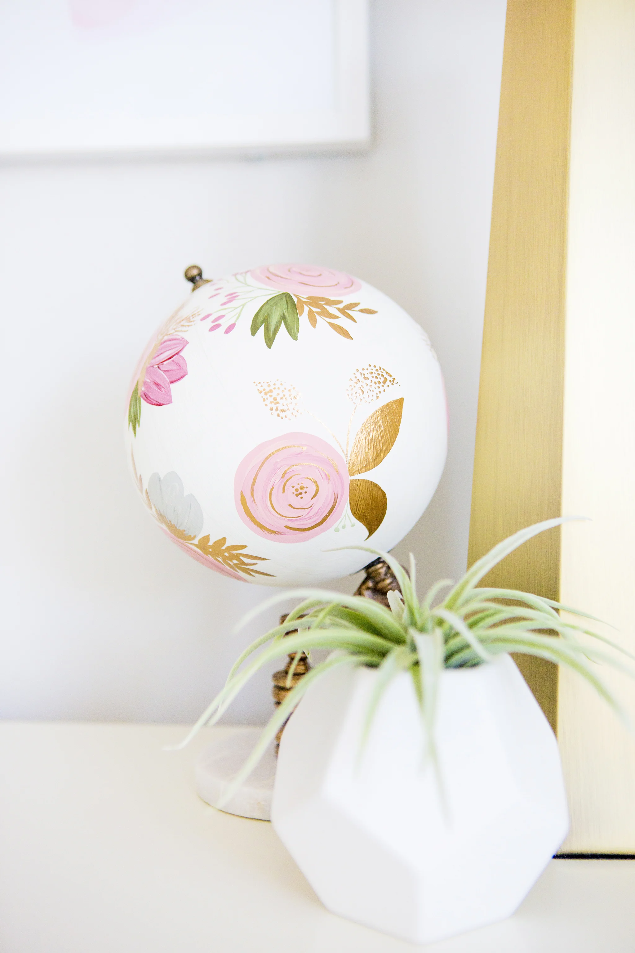 Floral Painted Globe in Girl's Nursery
