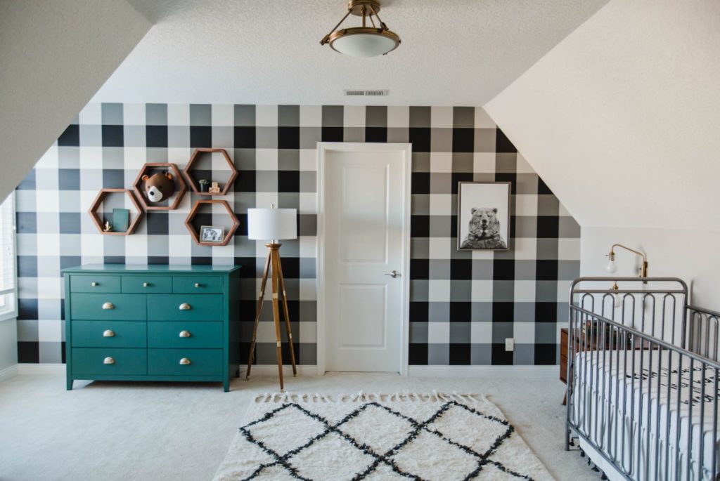 buffalo plaid baby room