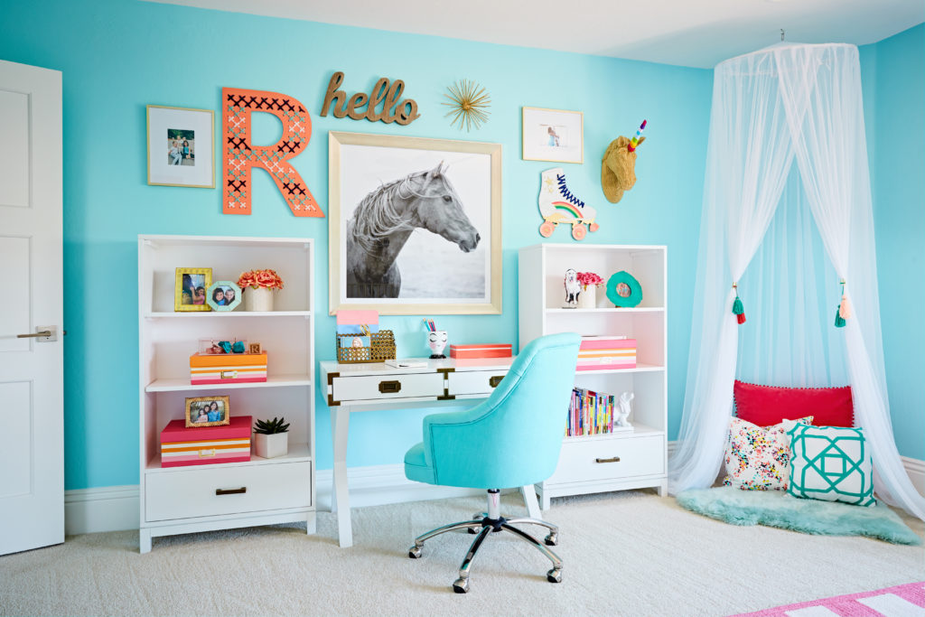 Turquoise Girl's Room with Desk