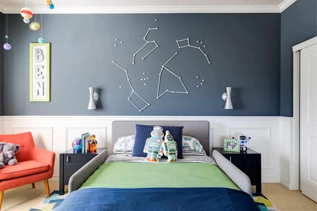 Constellation Installation Artwork in Boy's Space Inspired Bedroom