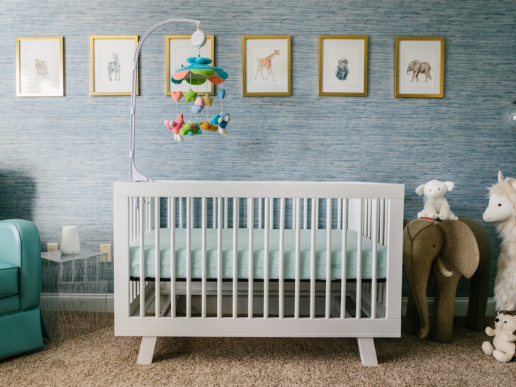blue nursery with animal details