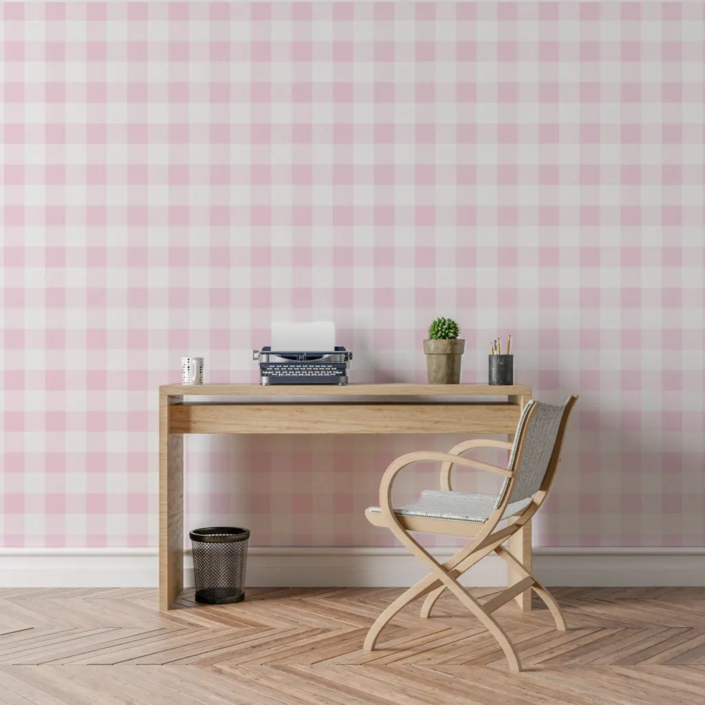 Celeste Pink Buffalo Check Wallpaper - The Project Nursery Shop
