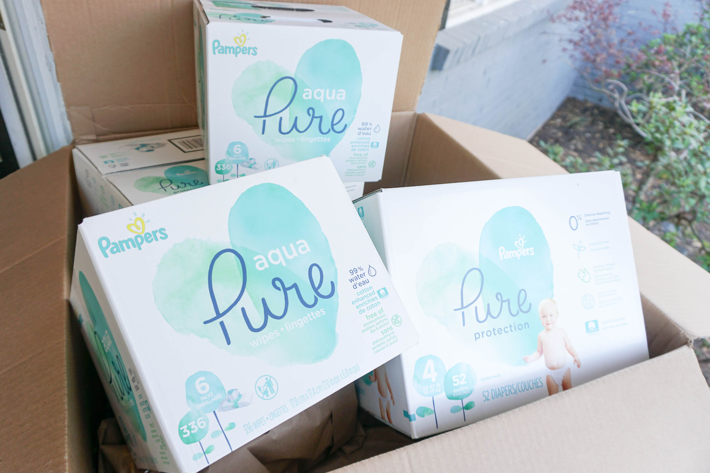 Boxed and Pampers Pure