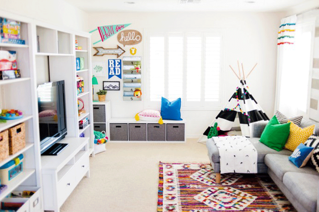 Colorful Boho Playroom with Room to Grow