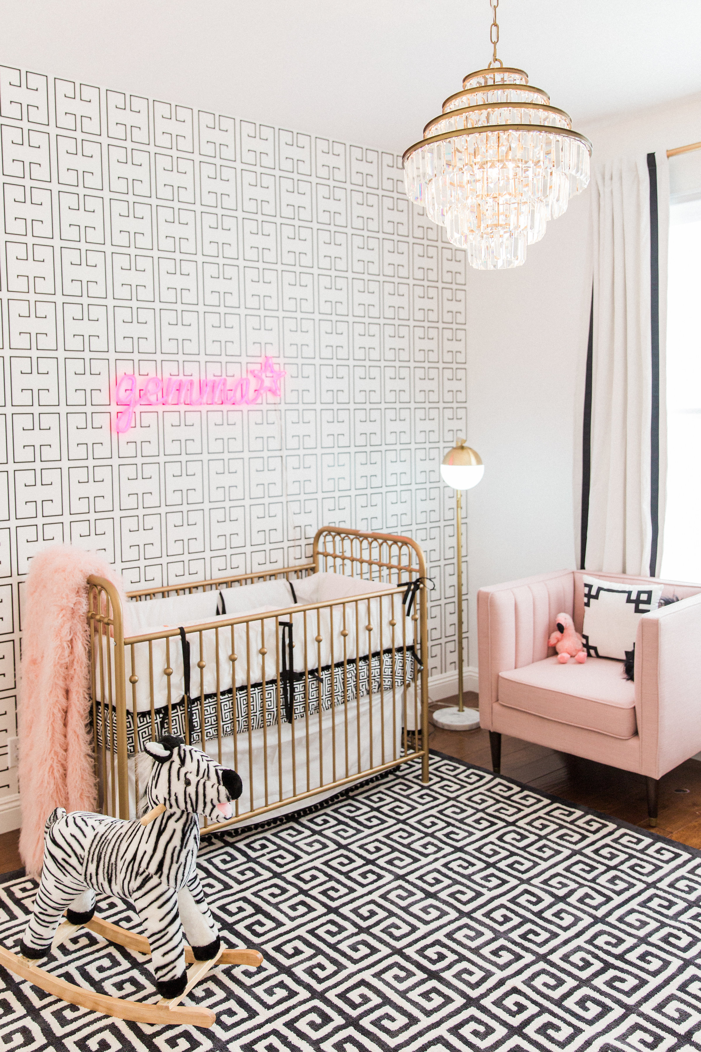 Black, White and Pink Hollywood Regency Glam Nursery