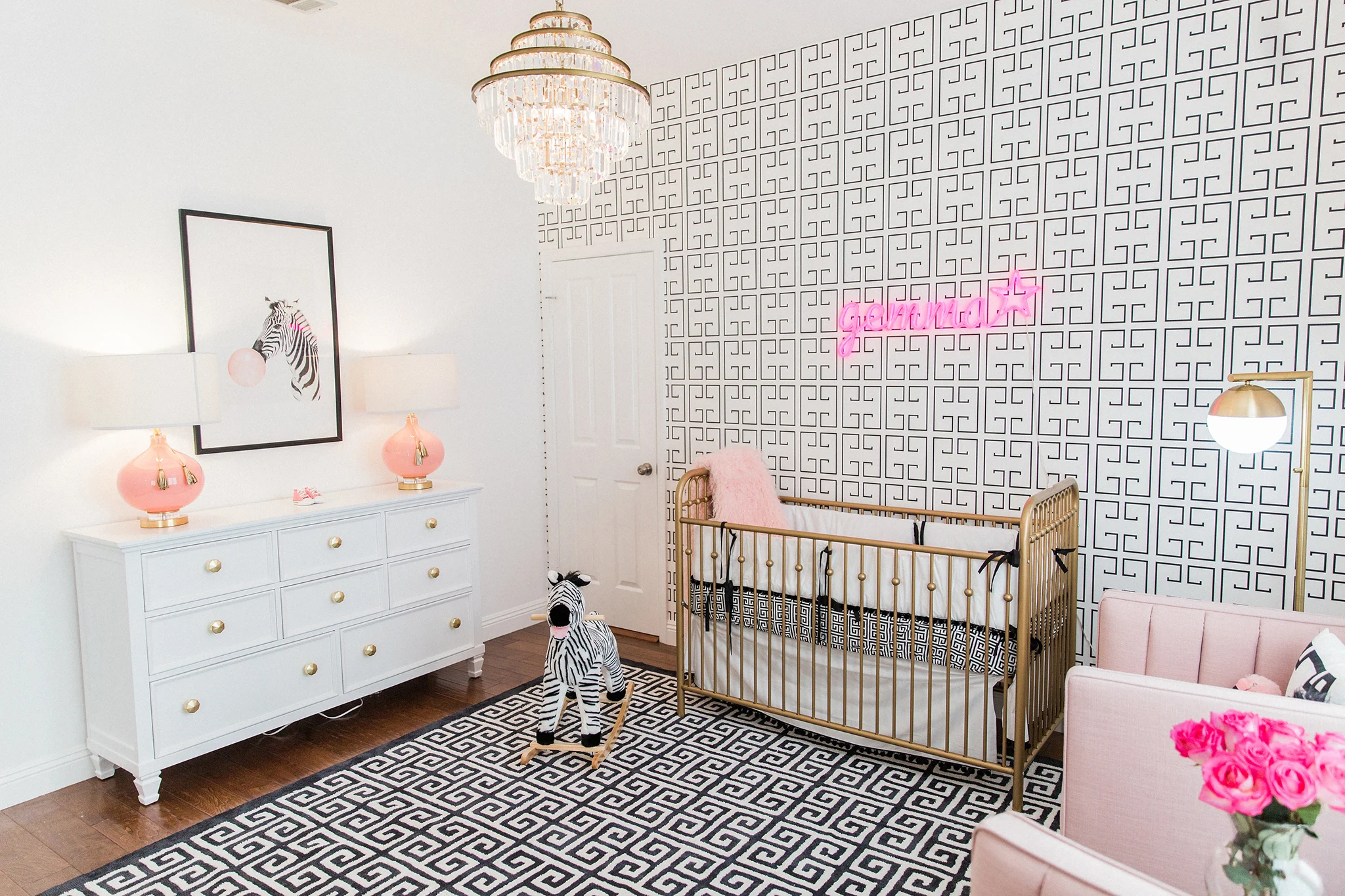 Black, White and Pink Hollywood Regency Glam Nursery