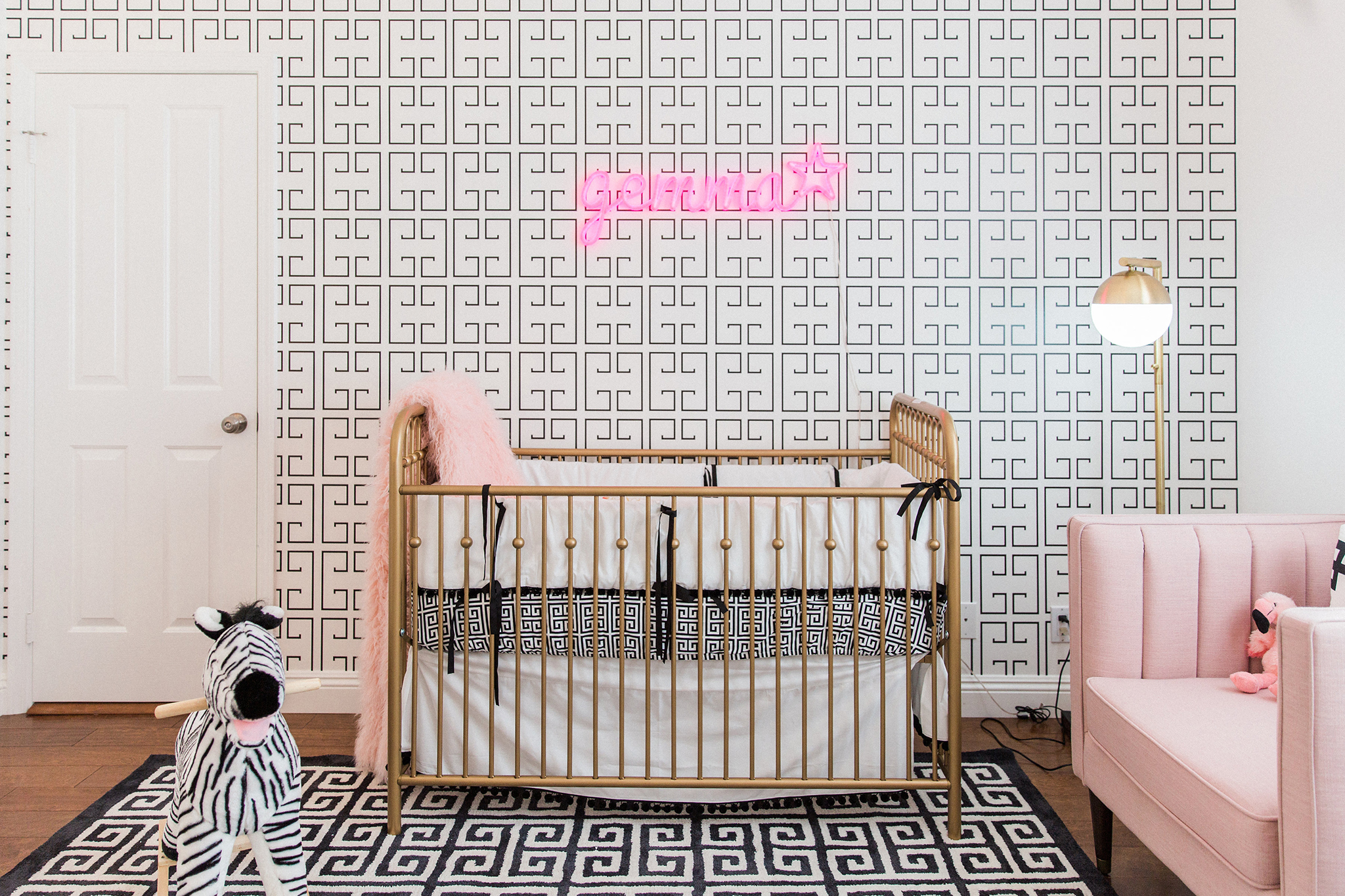 Black, White and Pink Hollywood Regency Glam Nursery