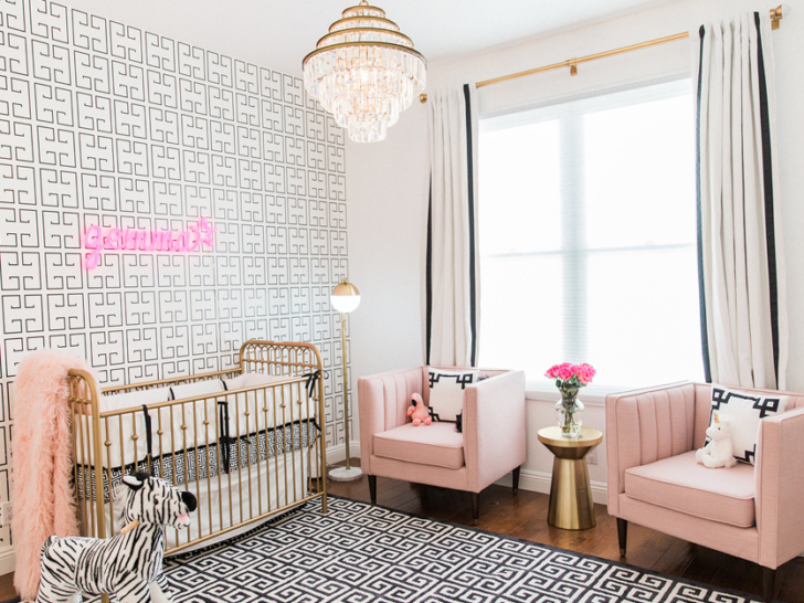 Pink, Black and White Nursery