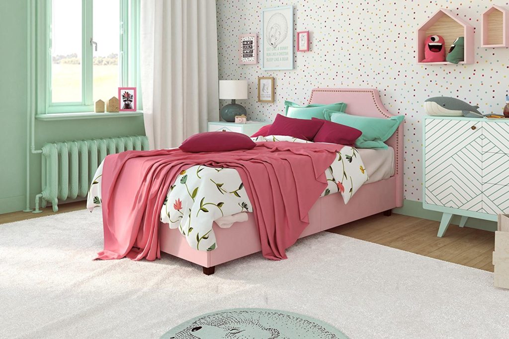 DHP Melita Bed in Pink Linen
