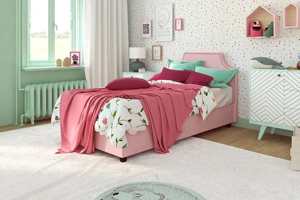 DHP Melita Bed in Pink Linen