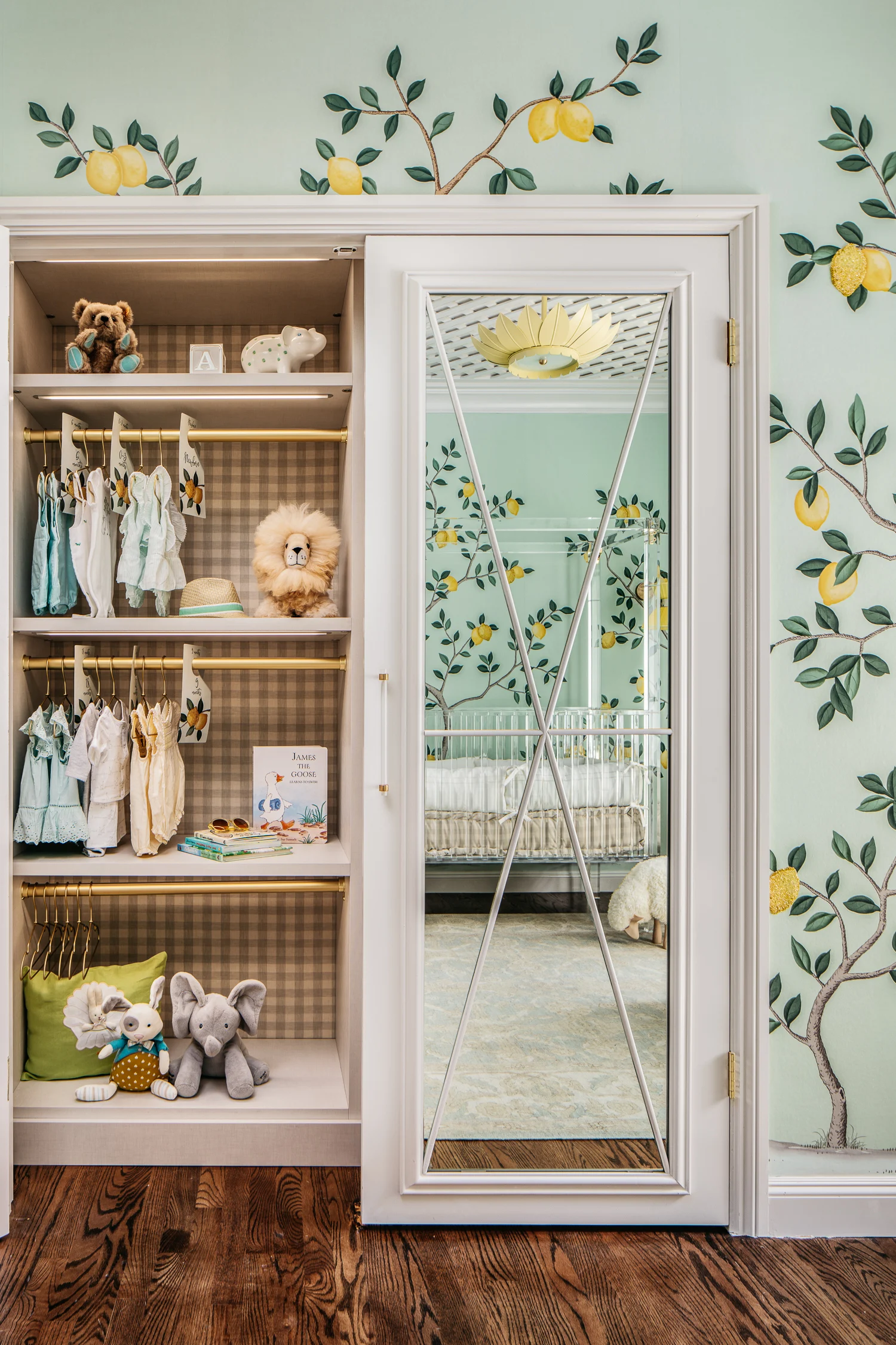 Nursery Closet with Mirrored Doors