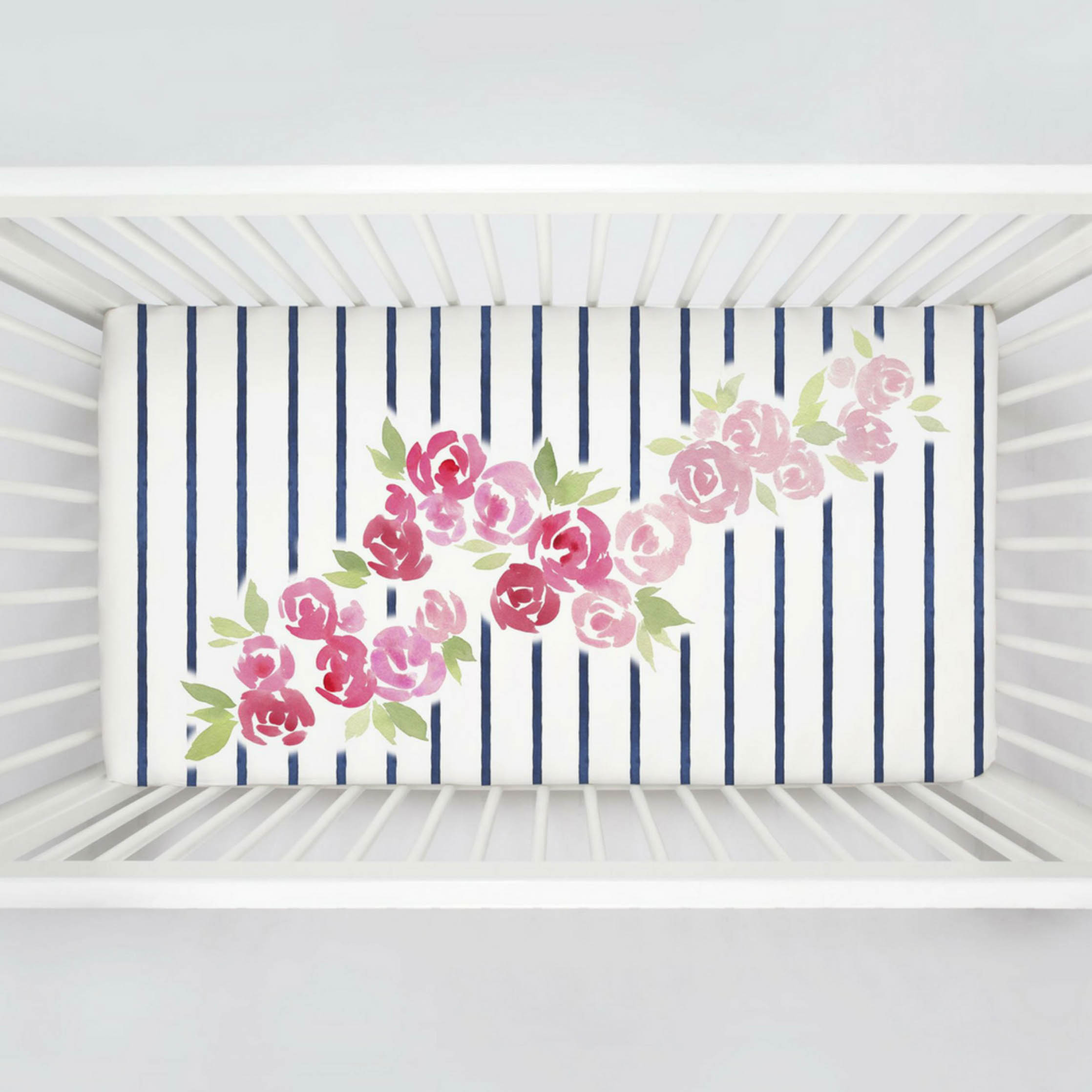 Rose Stripe Crib Sheet