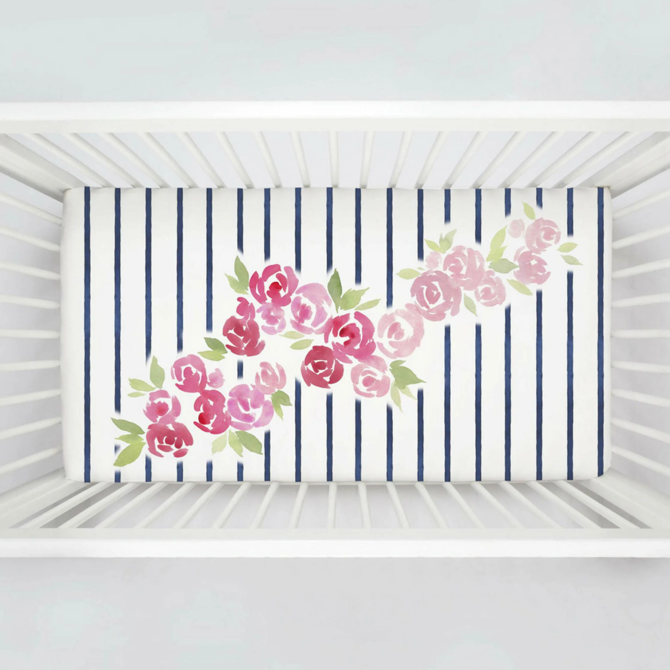 Rose Stripe Crib Sheet