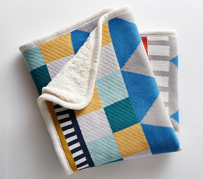 Knit Cotton Geometric Baby Blanket