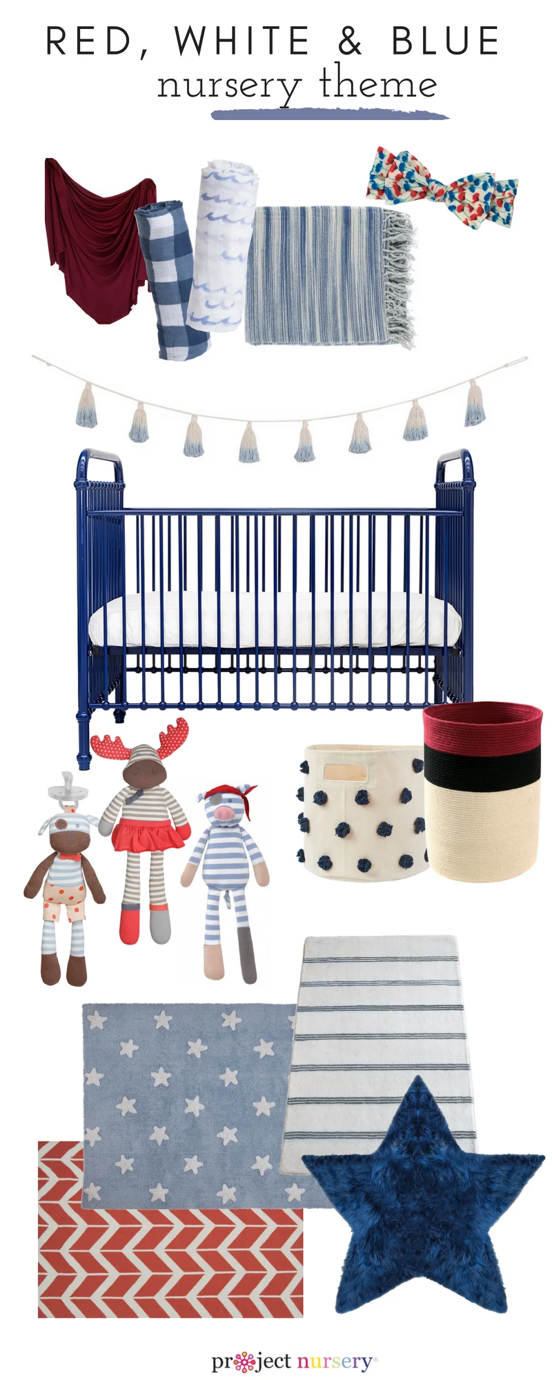 Red, White and Blue Nursery Decor Design Board