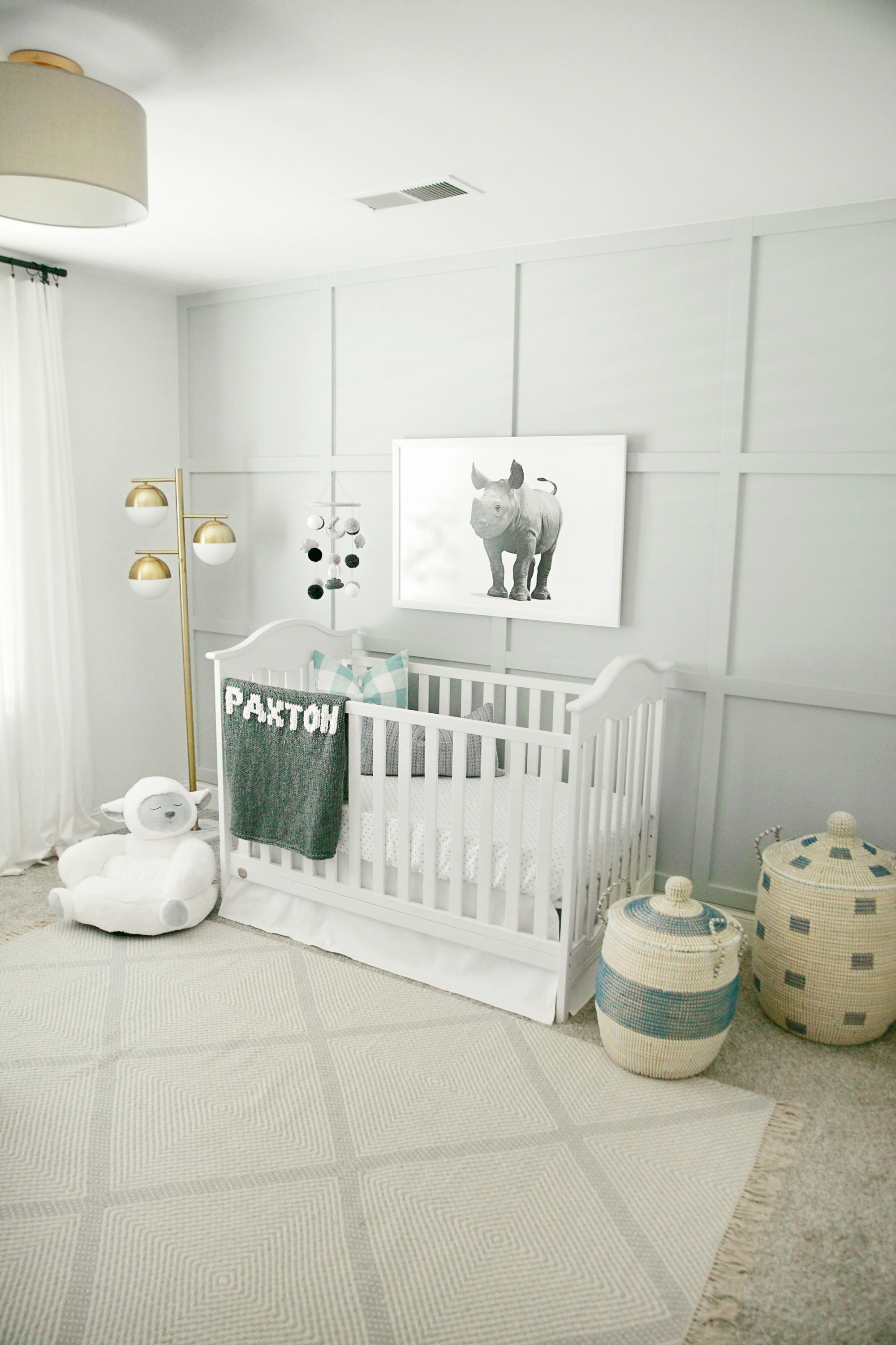 Gray Boy's Nursery with Board and Batten Wall