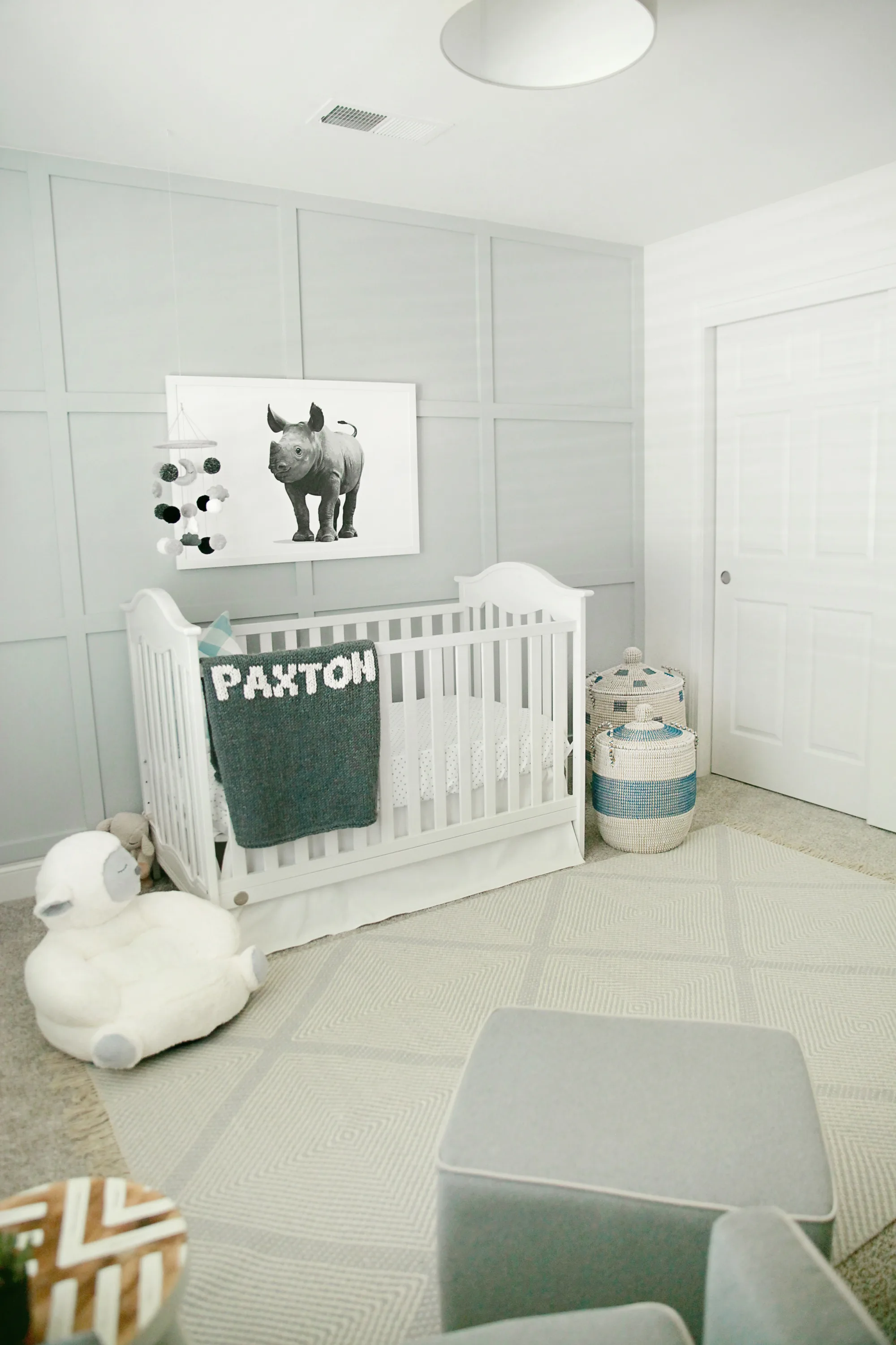 Gray Boy's Nursery with Board and Batten Wall