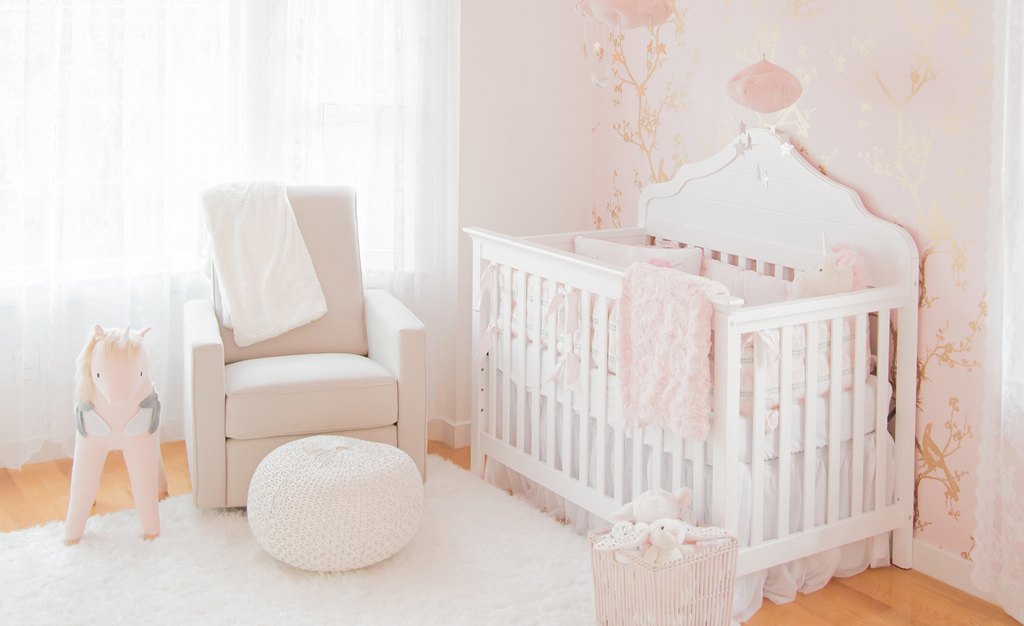 white and gold nursery