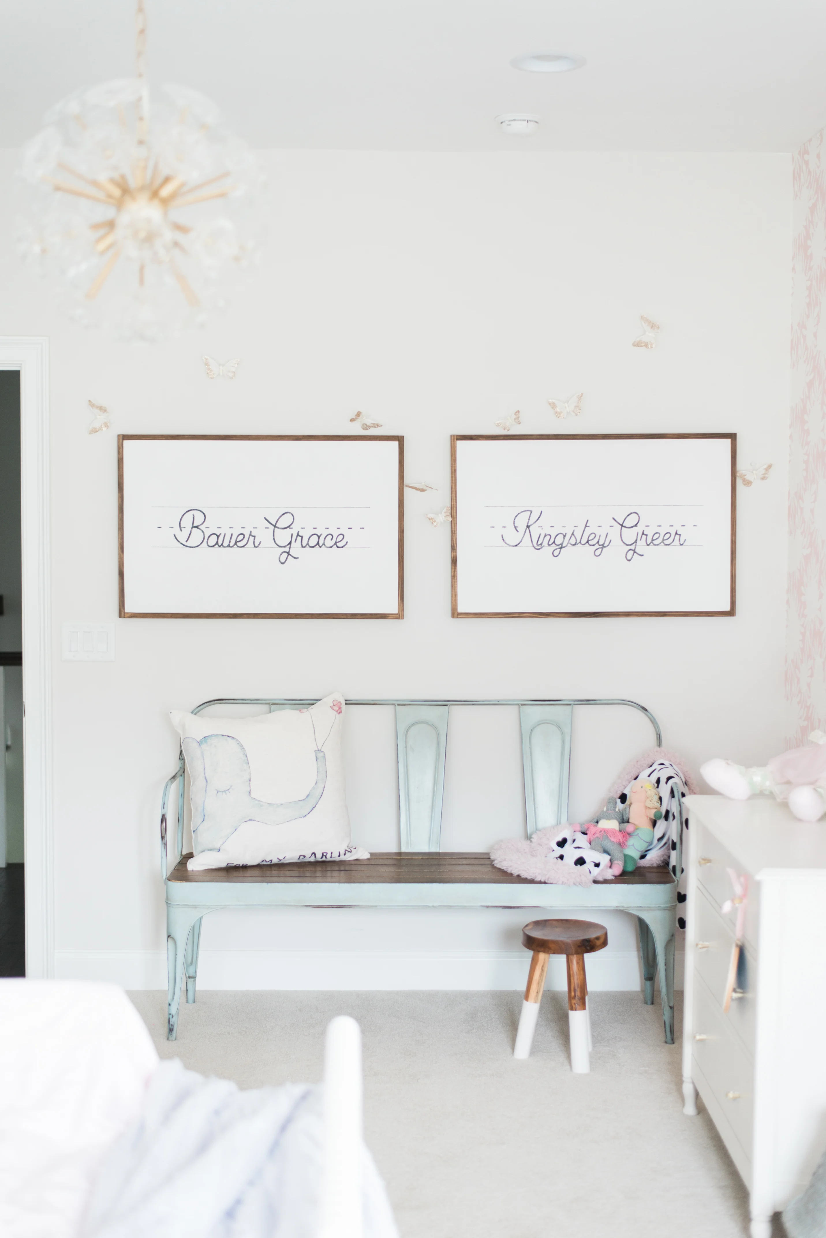 Pink and White Shared Toddler Room