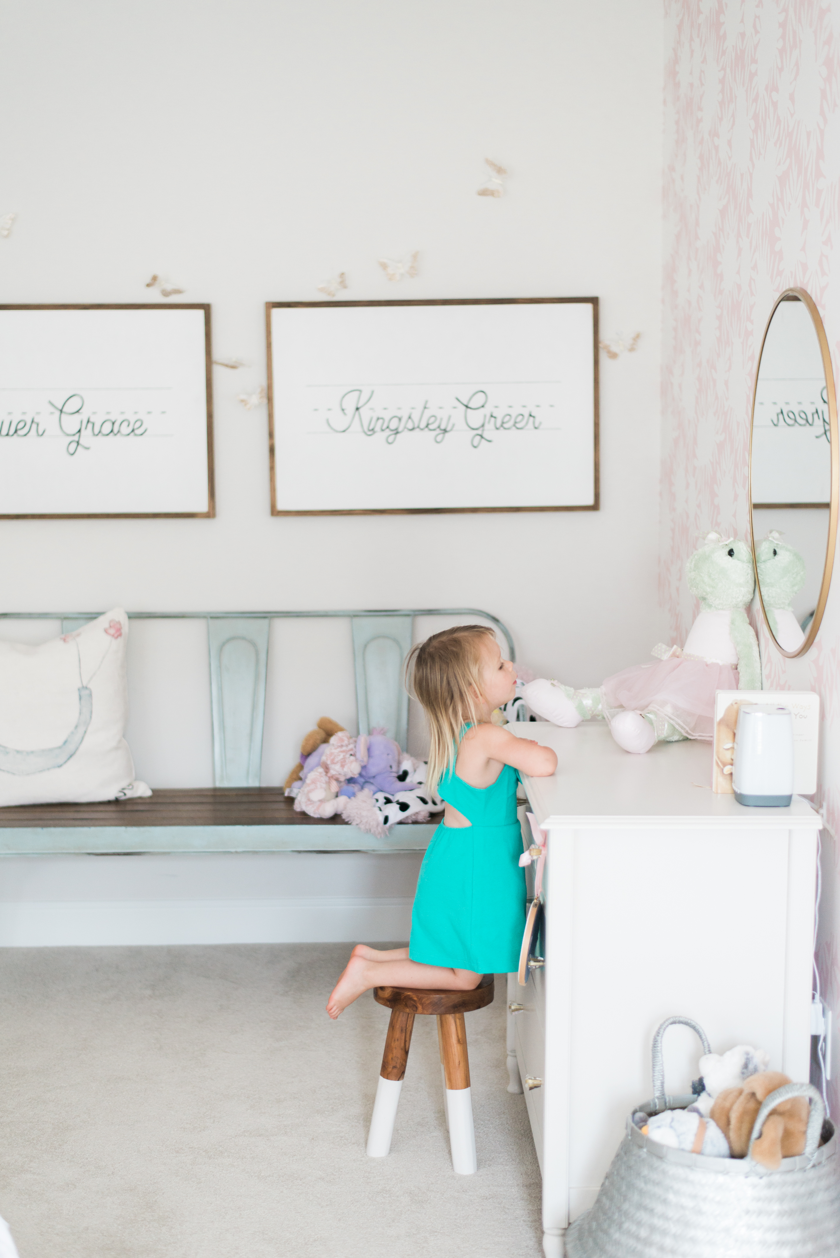 Pink and White Shared Toddler Room