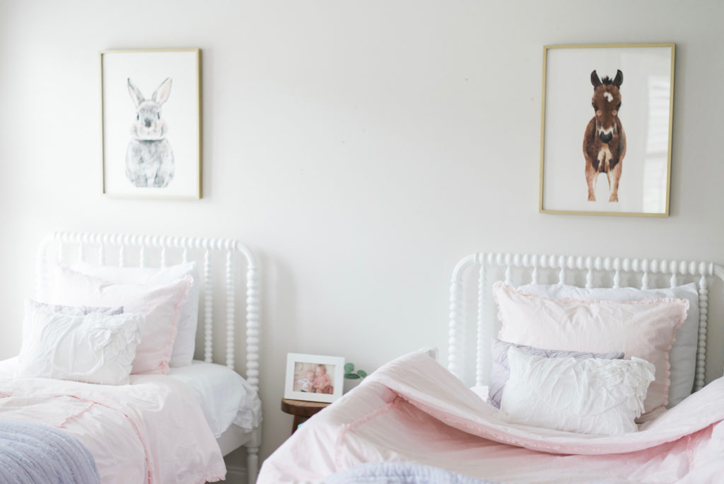 Pink and White Shared Toddler Room