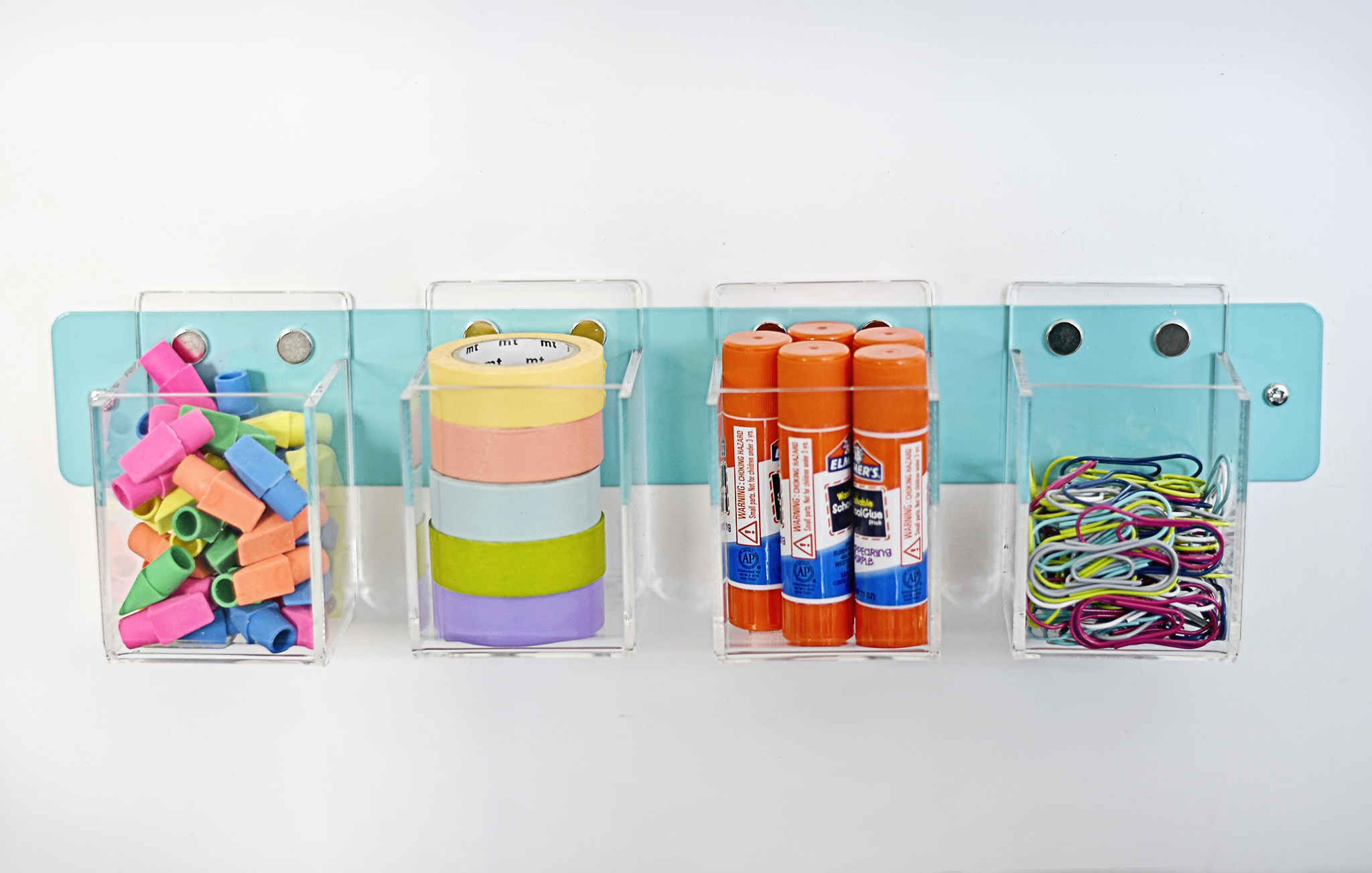 Clear acrylic magnetic containers are great for small items!