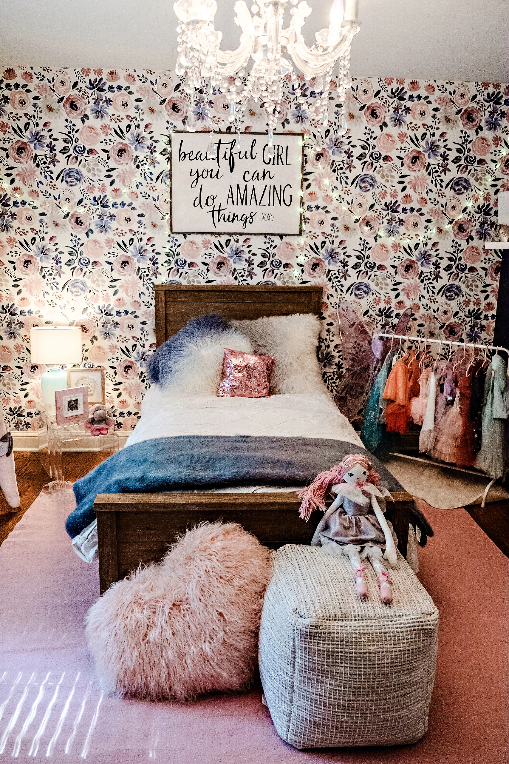 Navy and Pink Girl's Room
