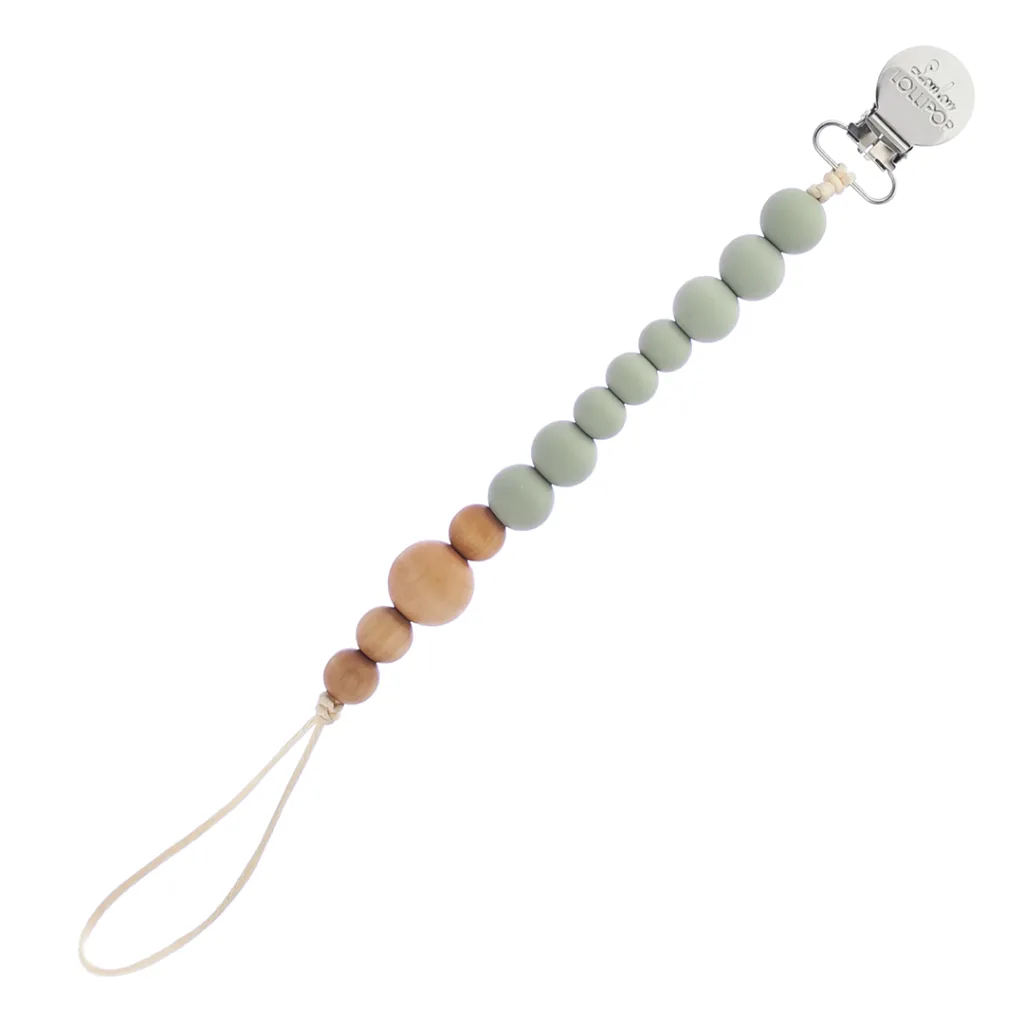 Colorblock Wood and Silicone Pacifier Clip