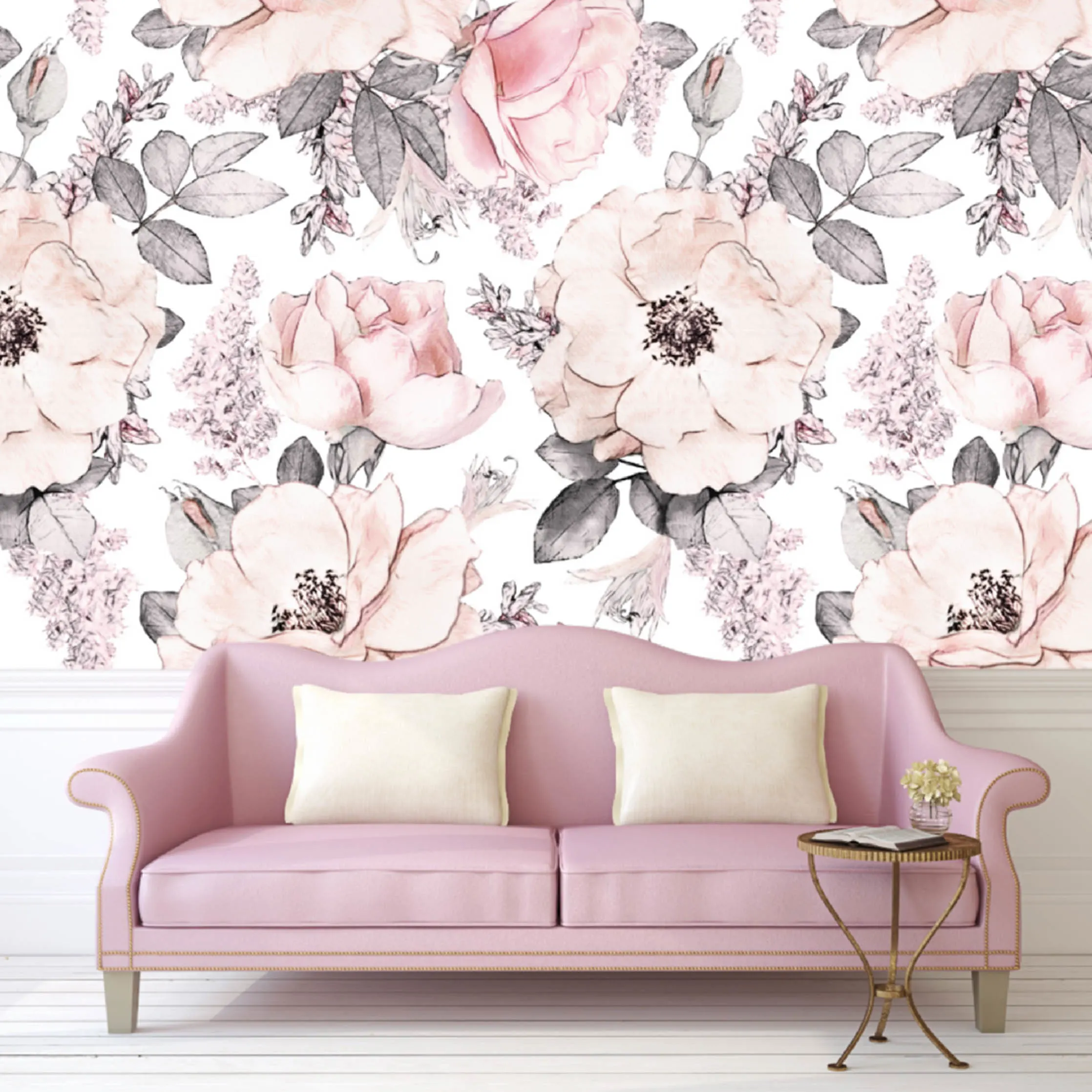 Snowy Rose Self-Adhesive Wallpaper