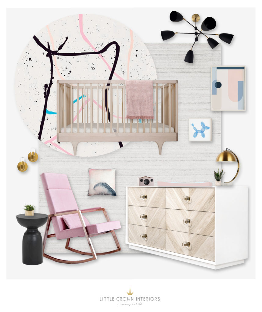 Modern Pastel and Black Nursery Design Board