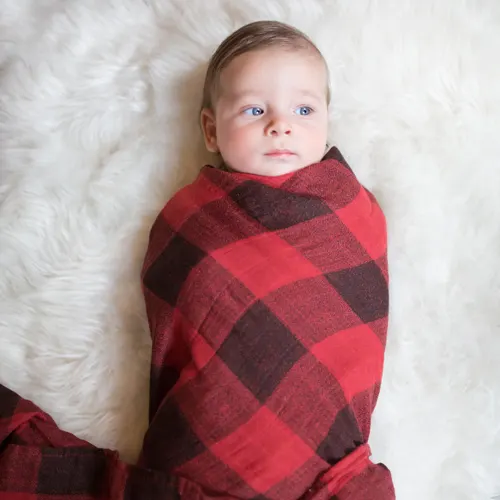 Red Plaid Swaddle Blanket