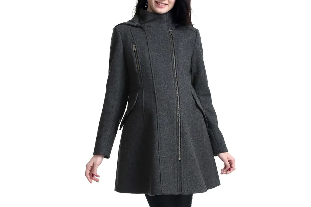 Cordella Wool Blend Hooded Maternity Coat