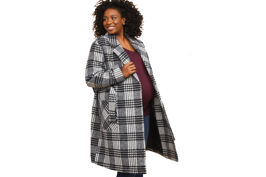 Button Front Wool Maternity Coat