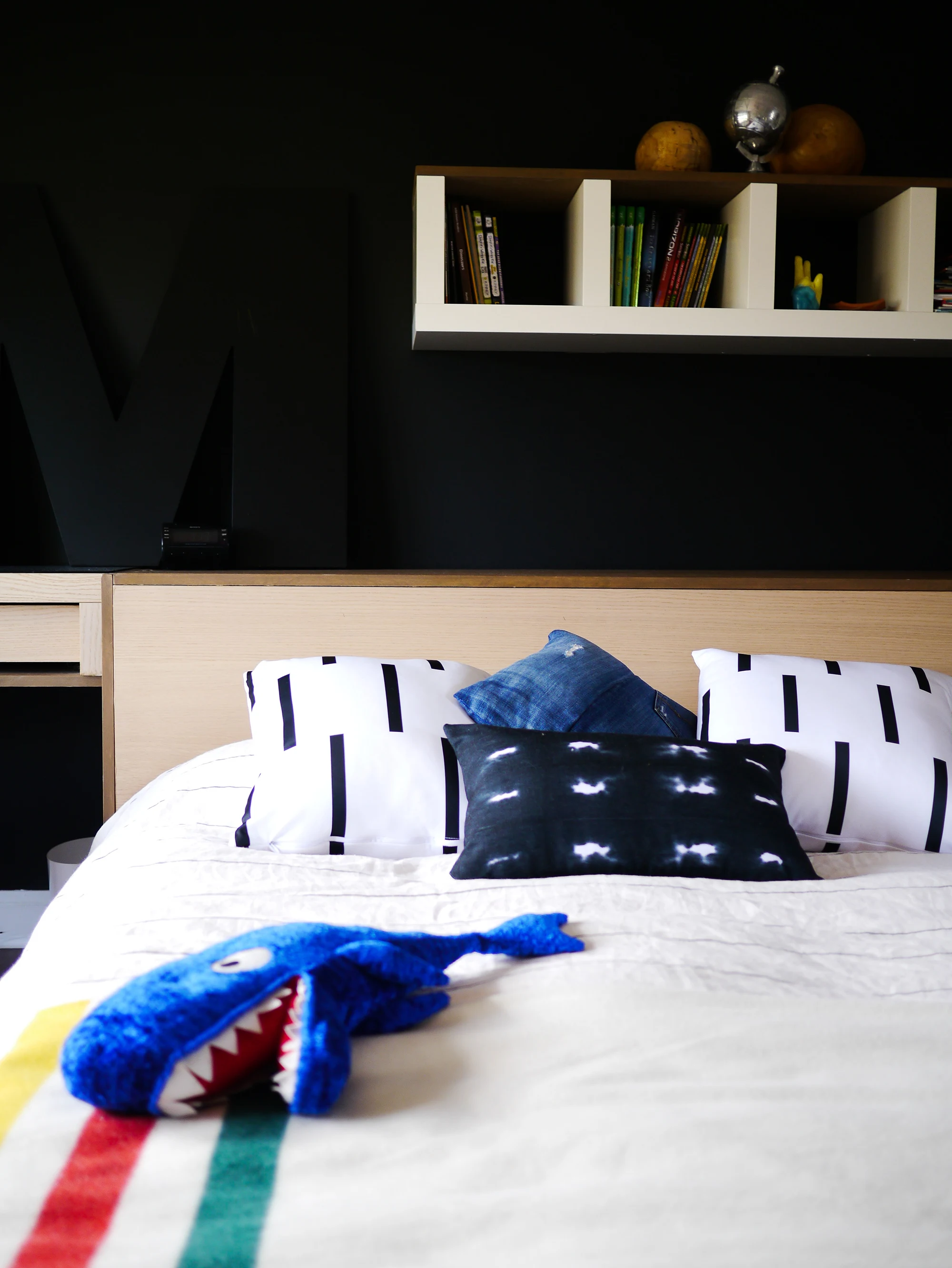 Boy's Bedroom with Black Accent Wall