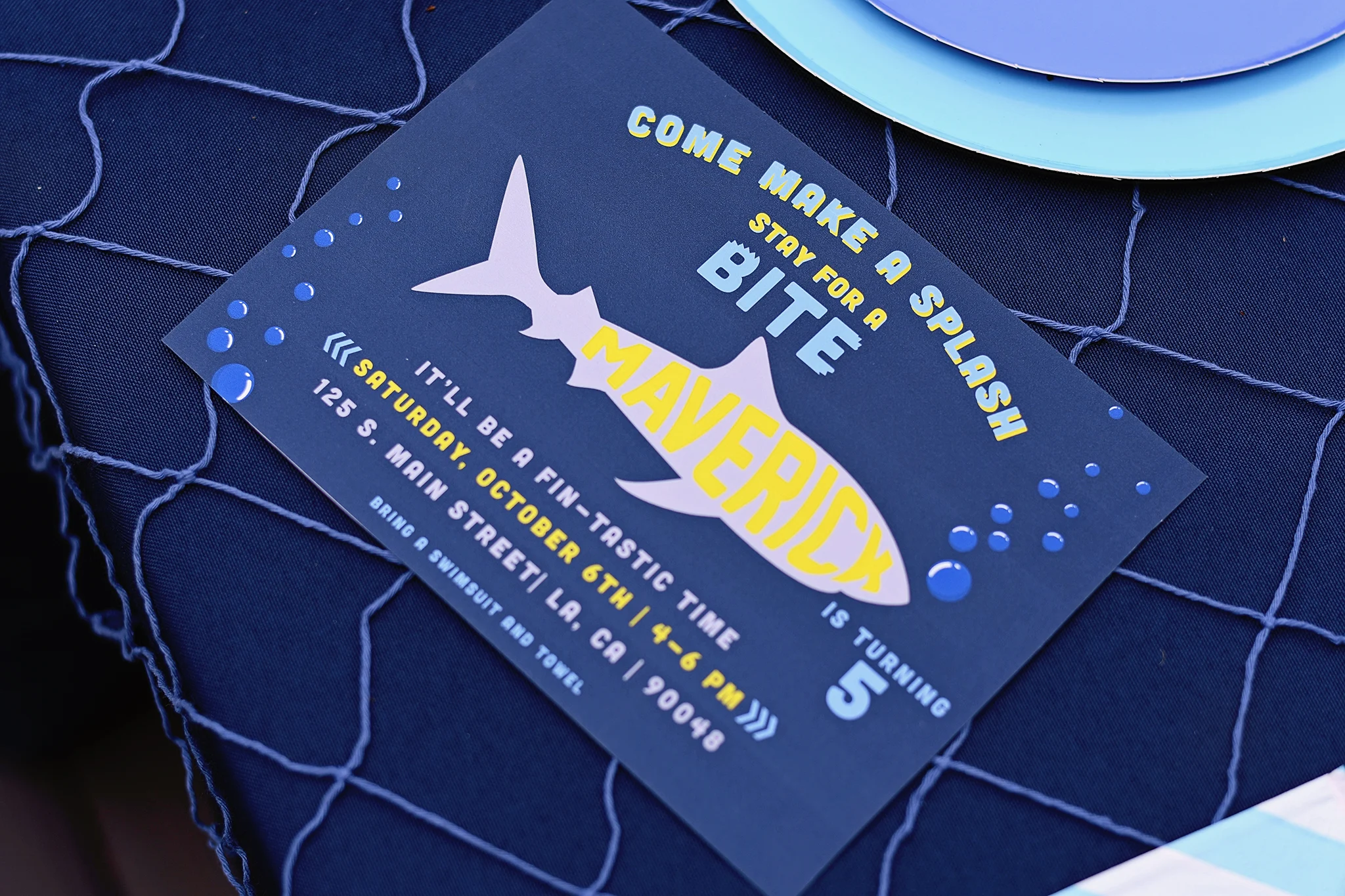 shark party invitations with your name in the shark!