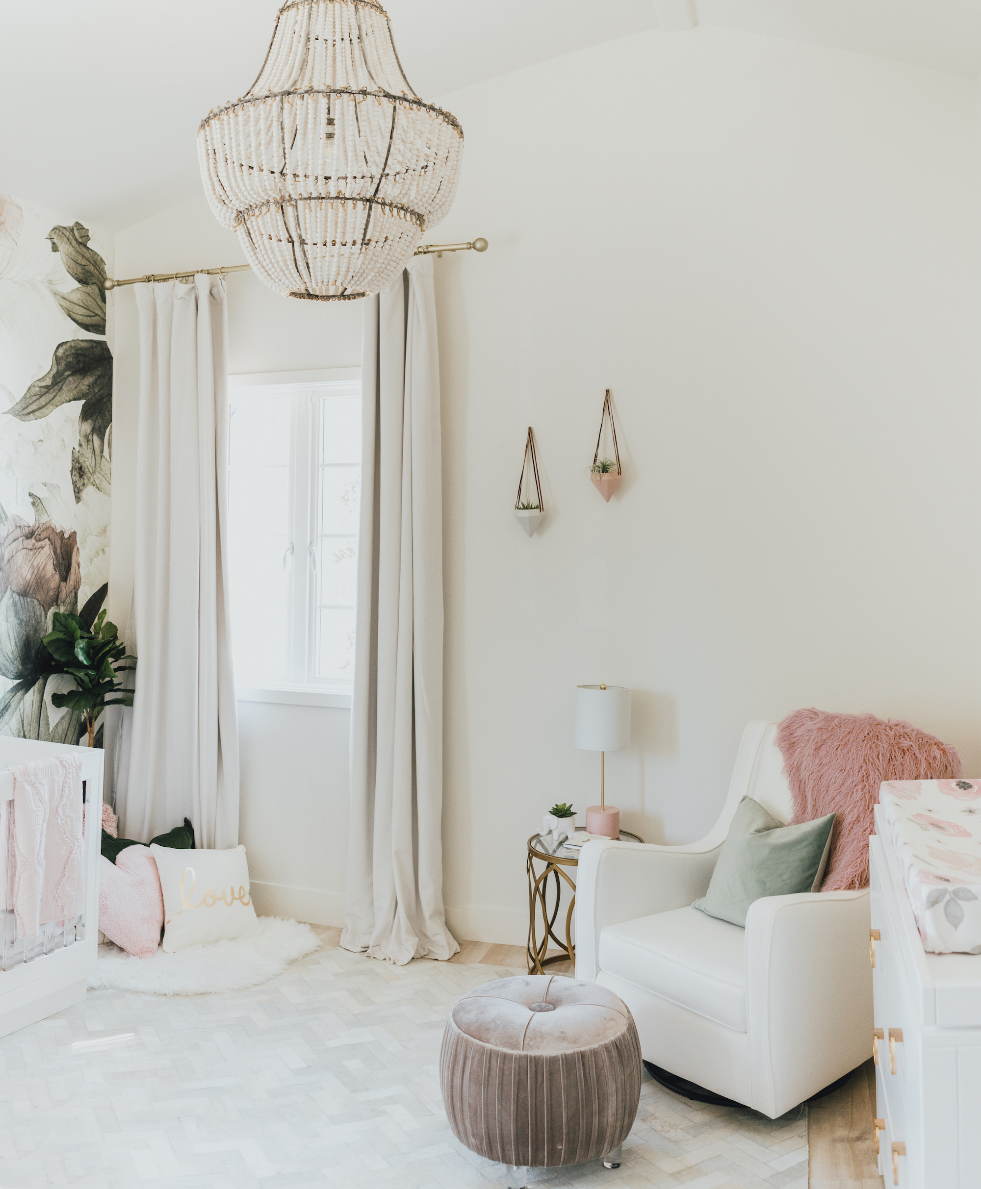 White Nursery with Floral Accents by Little Crown Interiors