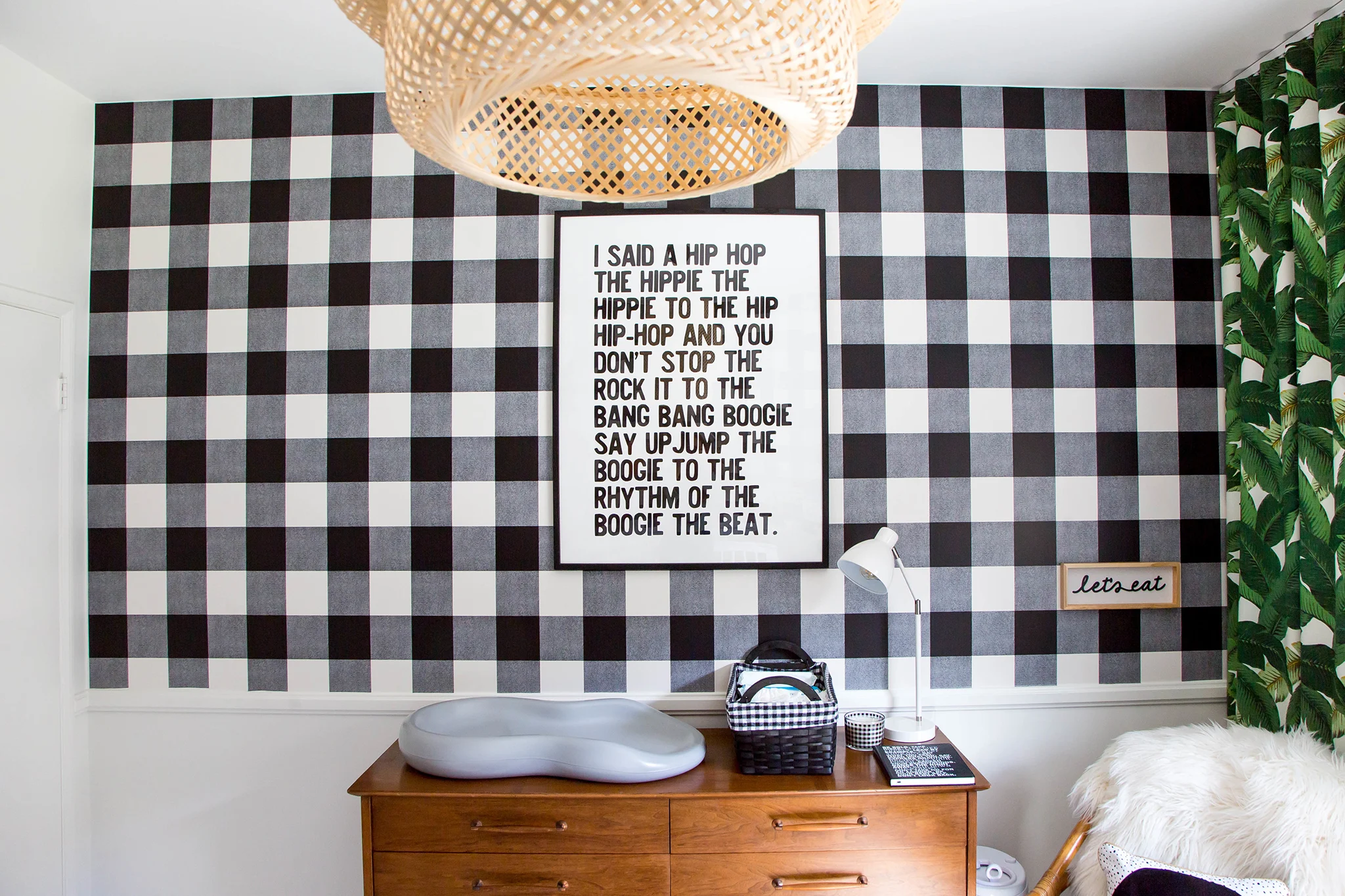 Black and White Check Wallpaper in Nursery