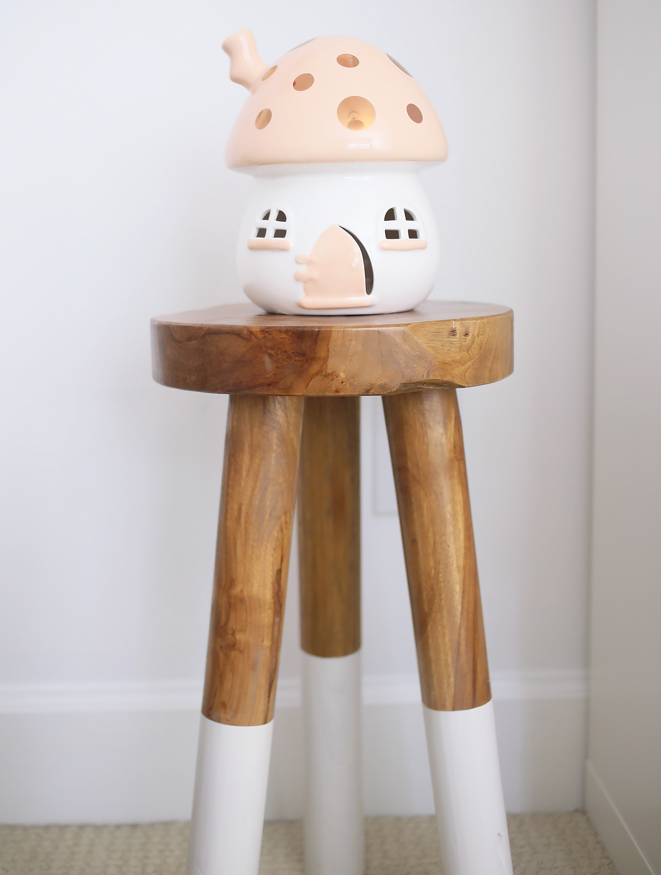 Mushroom Nightlight on Dip Dye Stool in Girl's Room