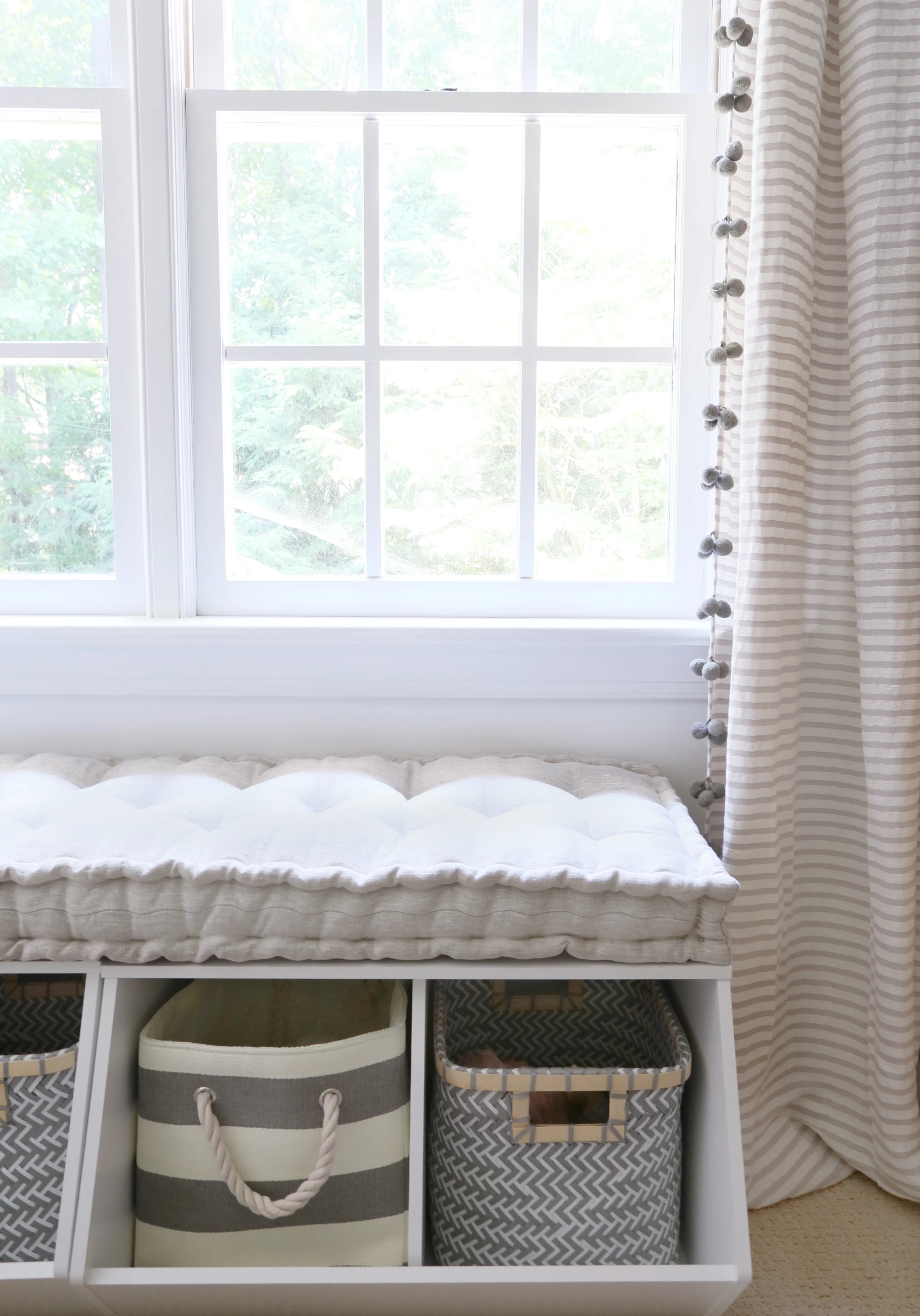 Window Seat Storage in Girl's Room