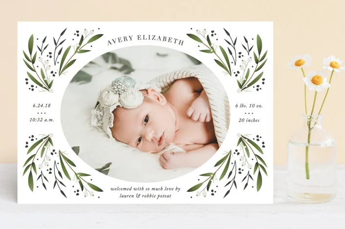 Floral Spray Birth Announcement